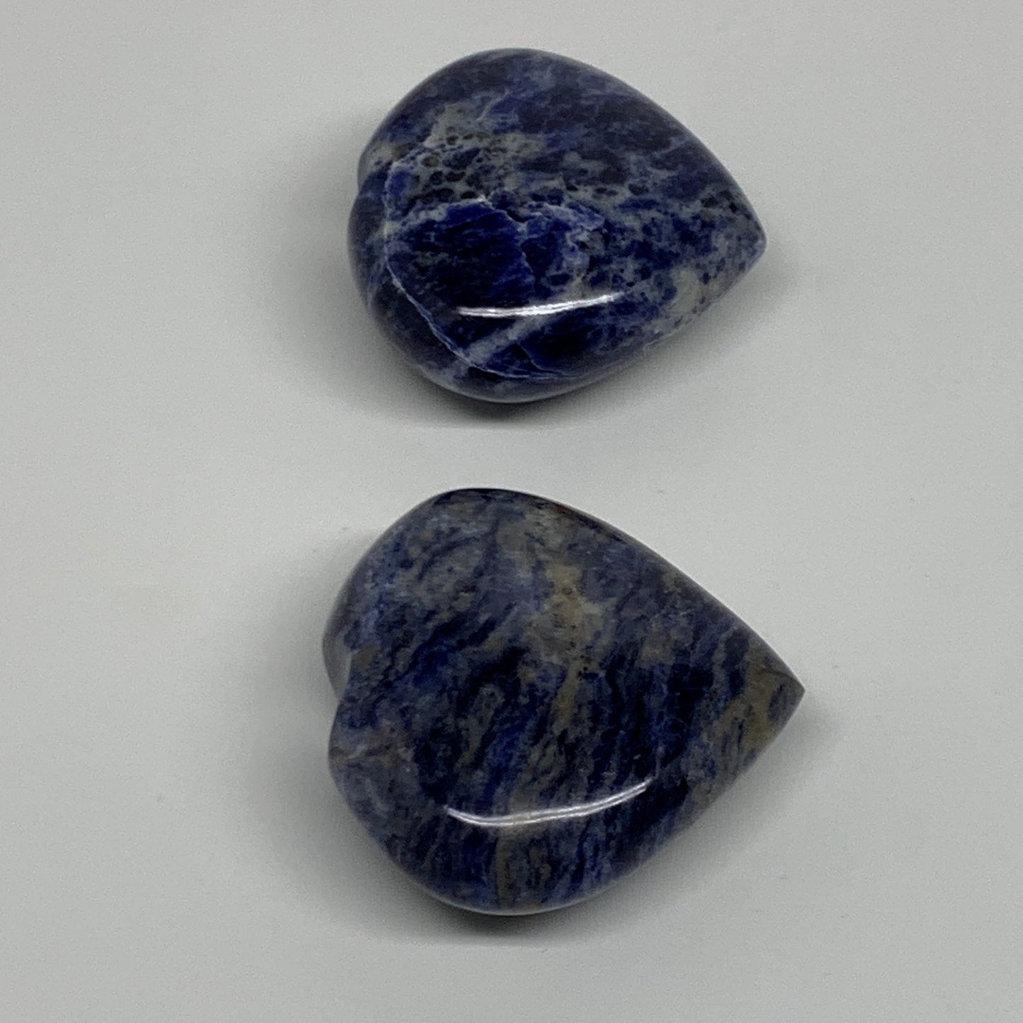 138.9g, 1.9"-1.9", 2pcs, Natural Sodalite Heart Polished Gemstone, B34870