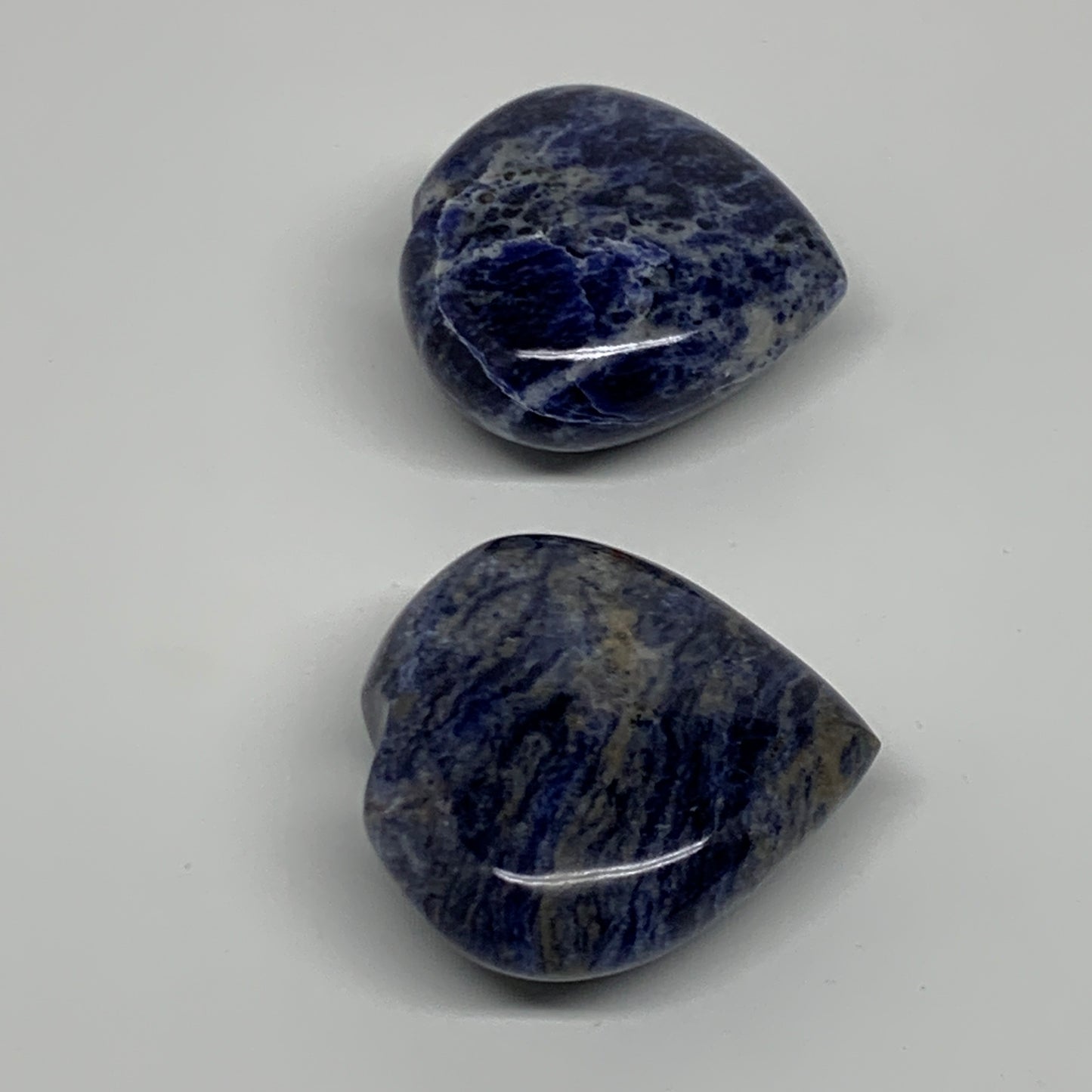 138.9g, 1.9"-1.9", 2pcs, Natural Sodalite Heart Polished Gemstone, B34870