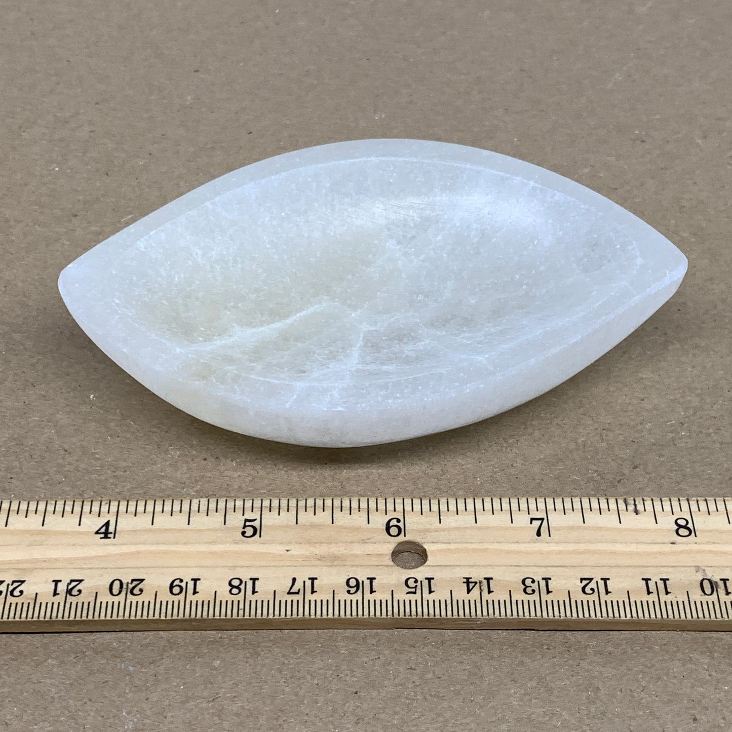 202.5g, 4.6"x2.7", Natural Eye Shape Selenite Bowl Crystals, B36173