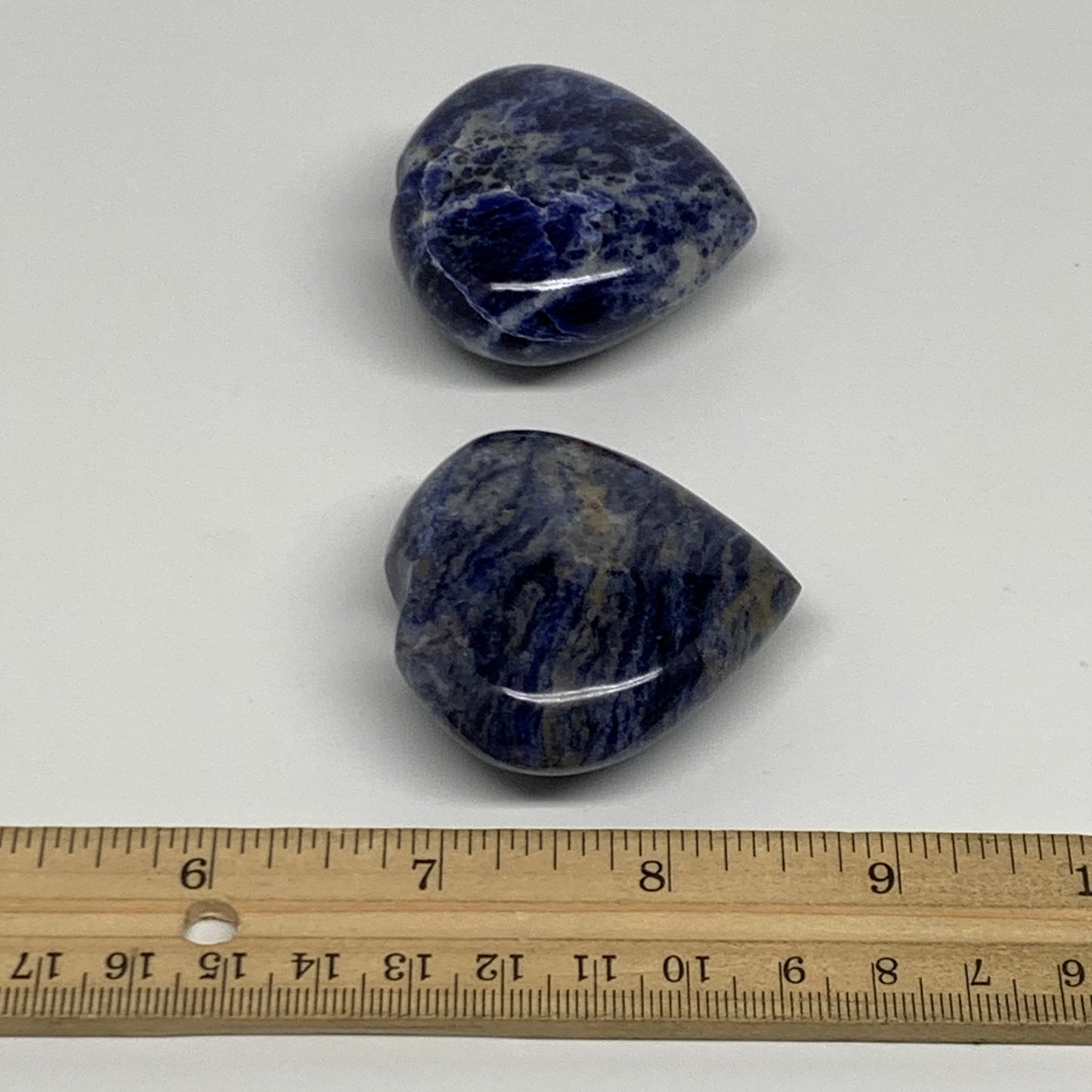 138.9g, 1.9"-1.9", 2pcs, Natural Sodalite Heart Polished Gemstone, B34870