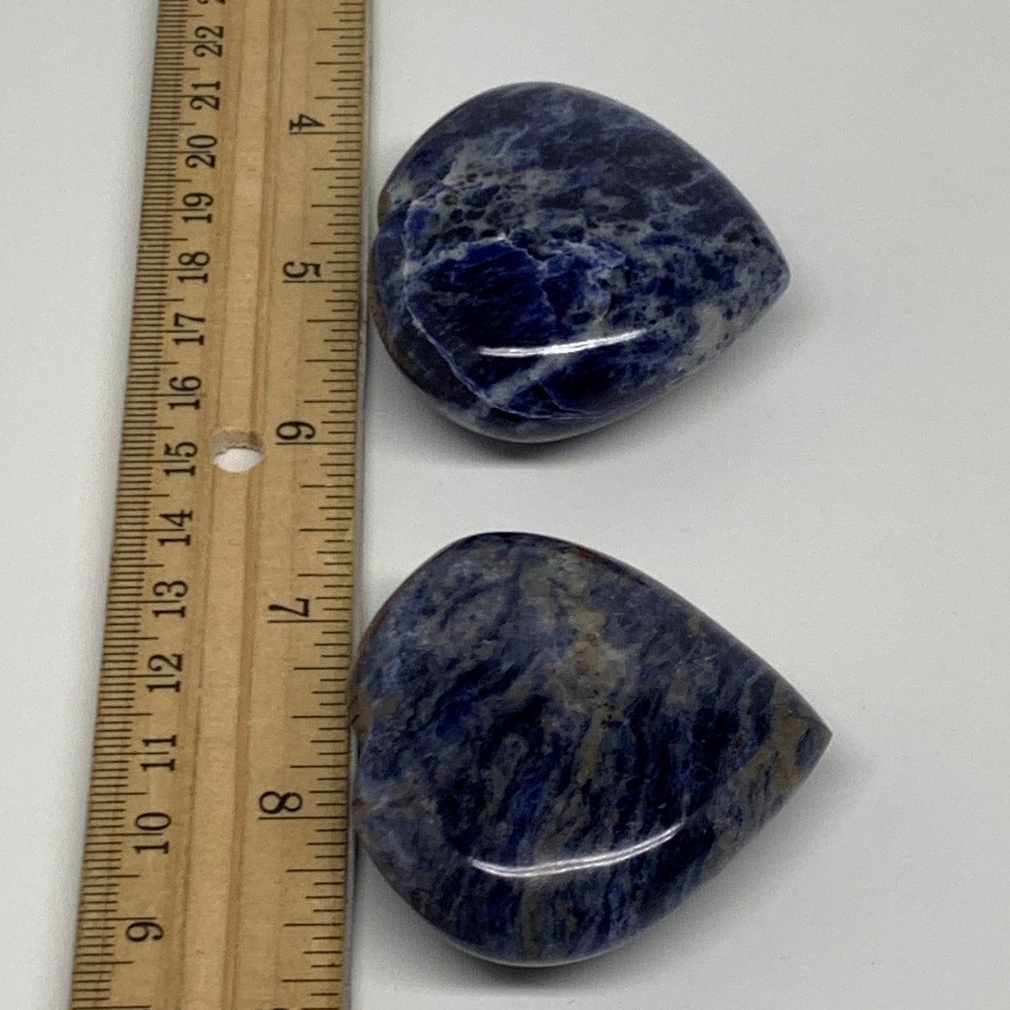 138.9g, 1.9"-1.9", 2pcs, Natural Sodalite Heart Polished Gemstone, B34870