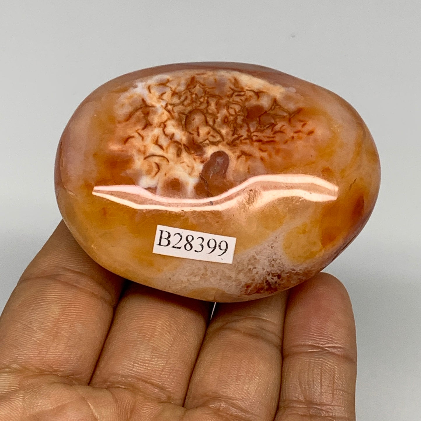 134.7g, 2.5"x2"x1.2", Red Carnelian Palm-Stone Gem Crystal Polished, B28399