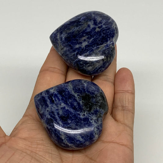 152g, 1.9"-2, 2pcs, Natural Sodalite Heart Polished Gemstone, B34871