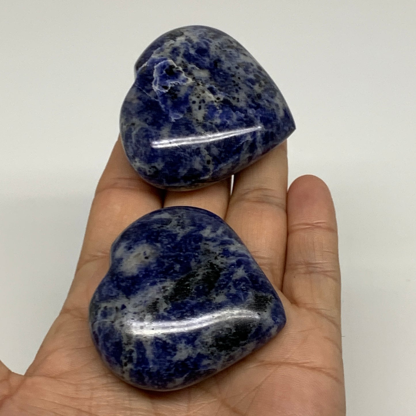 152g, 1.9"-2, 2pcs, Natural Sodalite Heart Polished Gemstone, B34871