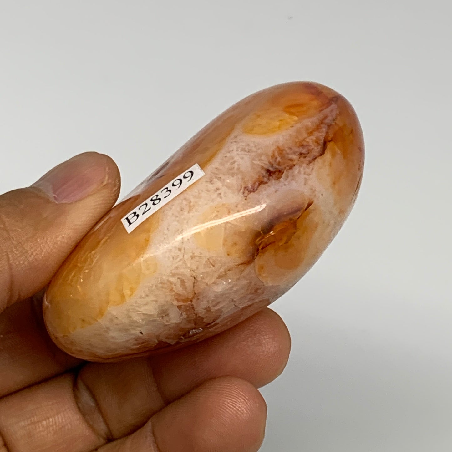 134.7g, 2.5"x2"x1.2", Red Carnelian Palm-Stone Gem Crystal Polished, B28399