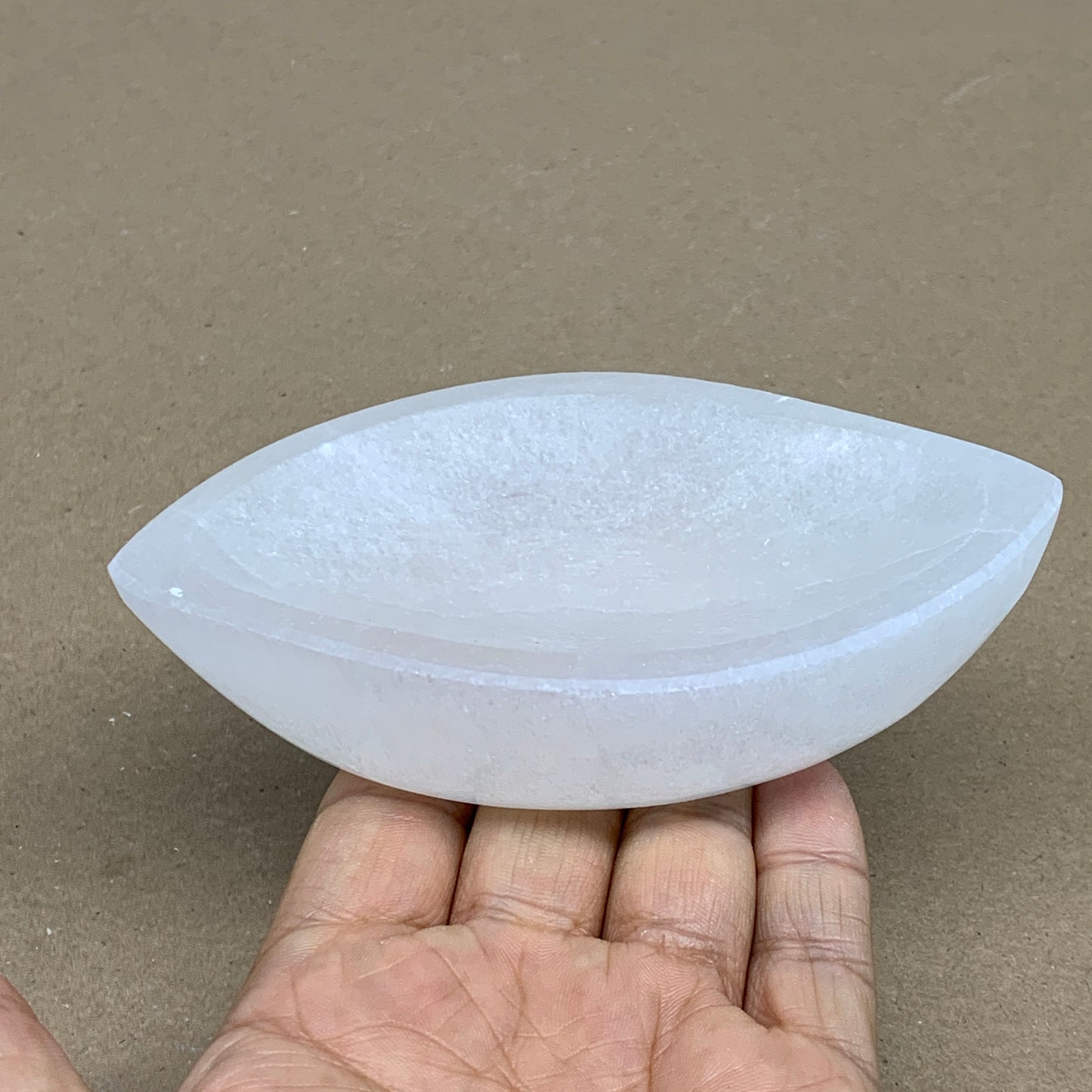 242g, 4.7"x2.7"x1.1", Natural Eye Shape Selenite Bowl Crystals, B36174