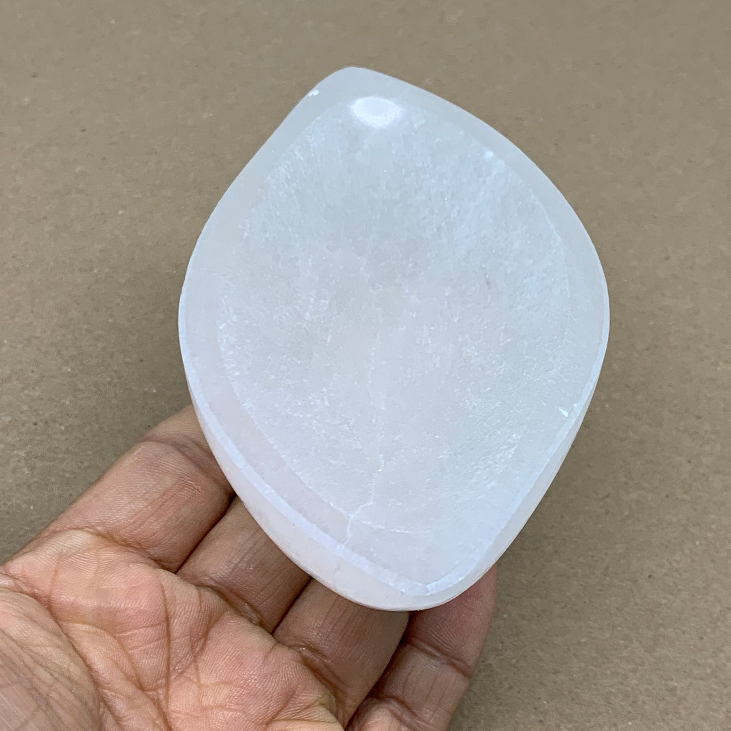 242g, 4.7"x2.7"x1.1", Natural Eye Shape Selenite Bowl Crystals, B36174