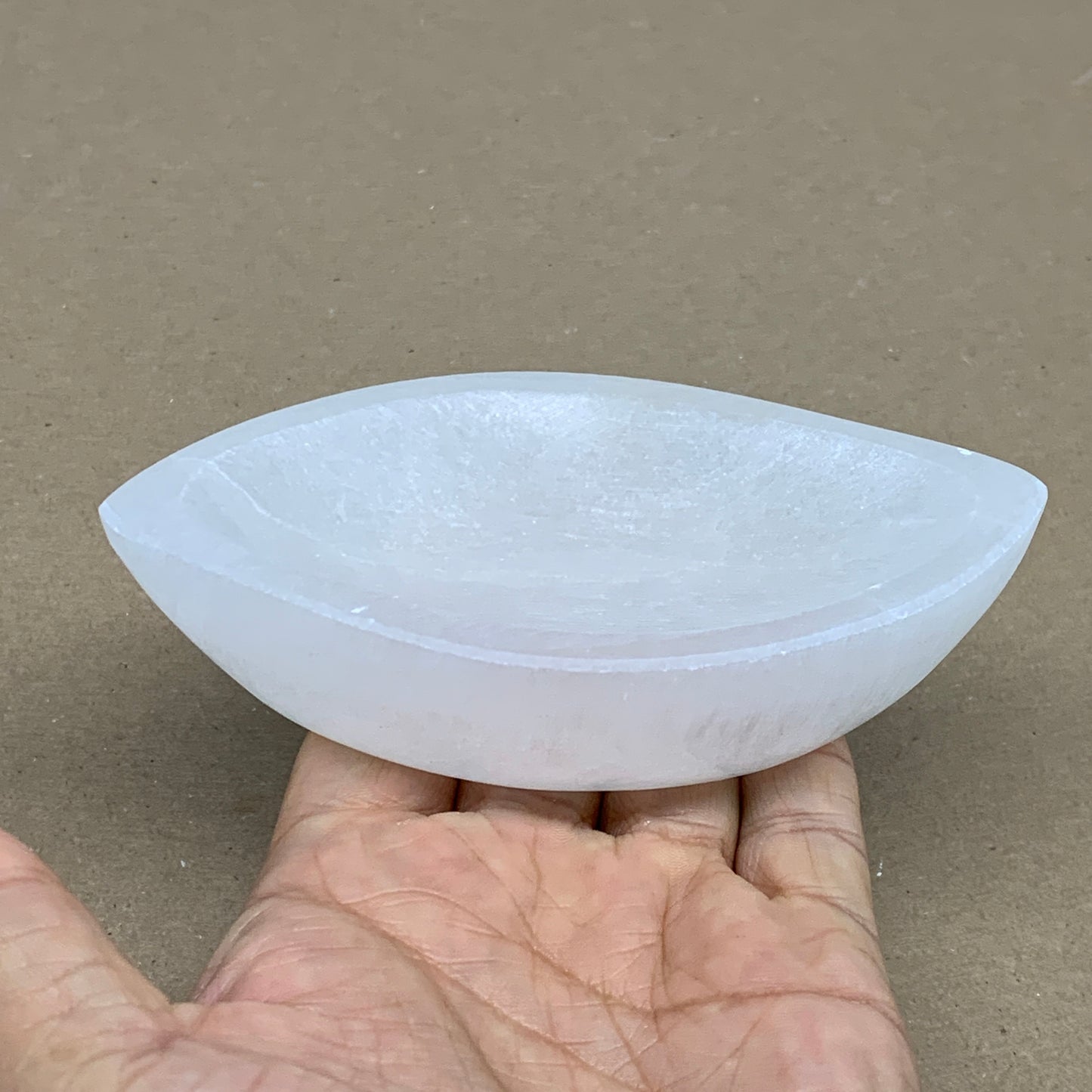 242g, 4.7"x2.7"x1.1", Natural Eye Shape Selenite Bowl Crystals, B36174