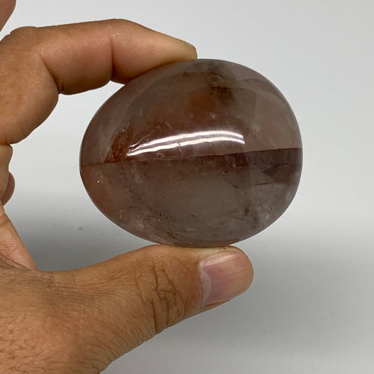 120.9g,2.2"x1.8"x1.3", Red Hematoid Fire Quartz Palm-Stone Crystal Polished, B30