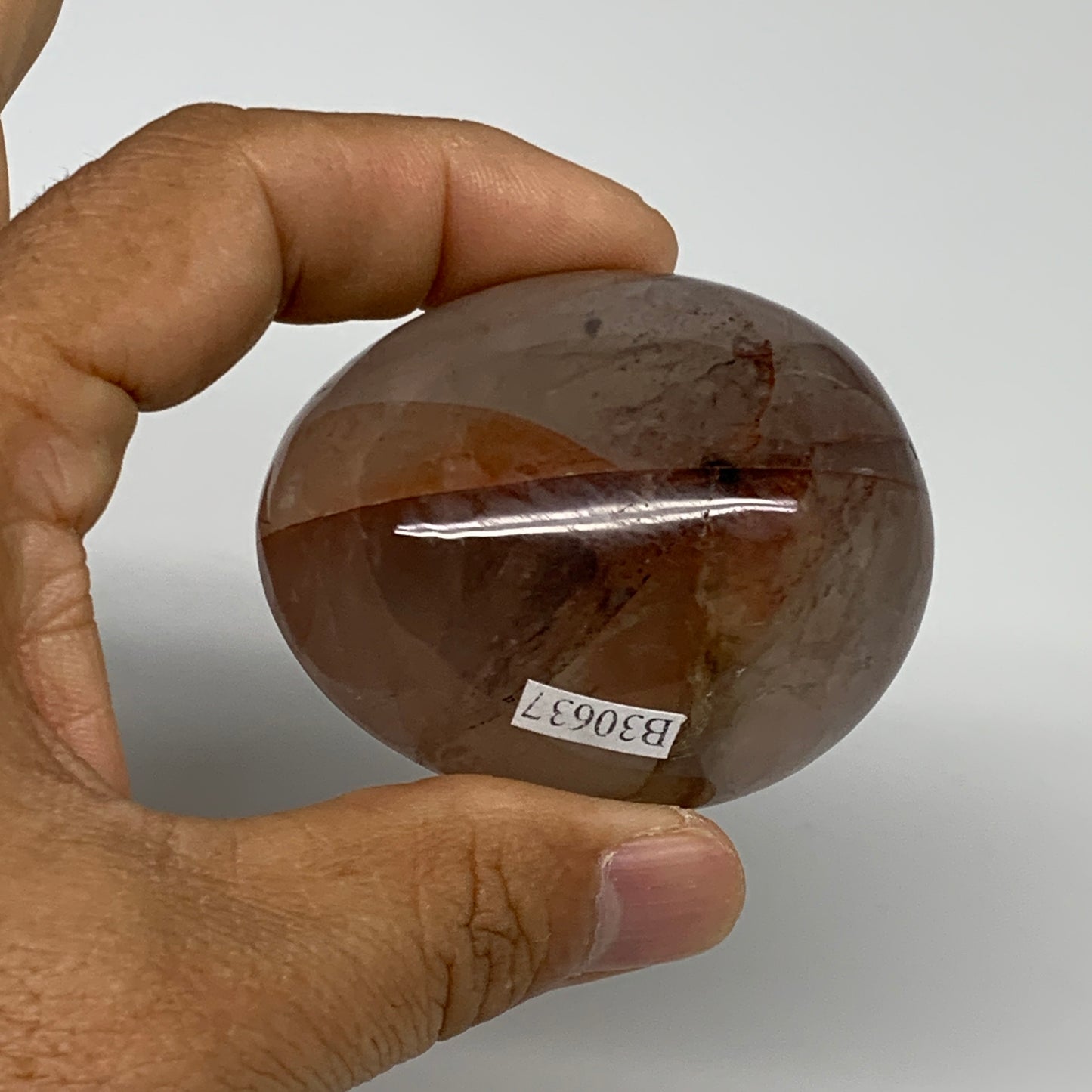 120.9g,2.2"x1.8"x1.3", Red Hematoid Fire Quartz Palm-Stone Crystal Polished, B30