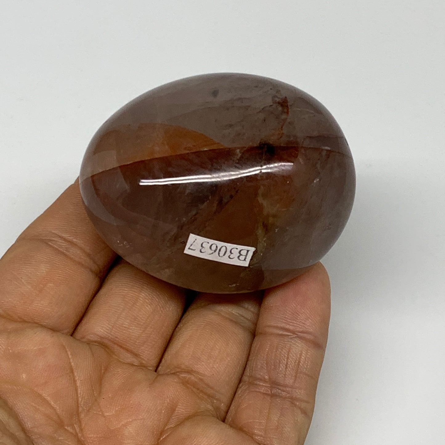 120.9g,2.2"x1.8"x1.3", Red Hematoid Fire Quartz Palm-Stone Crystal Polished, B30