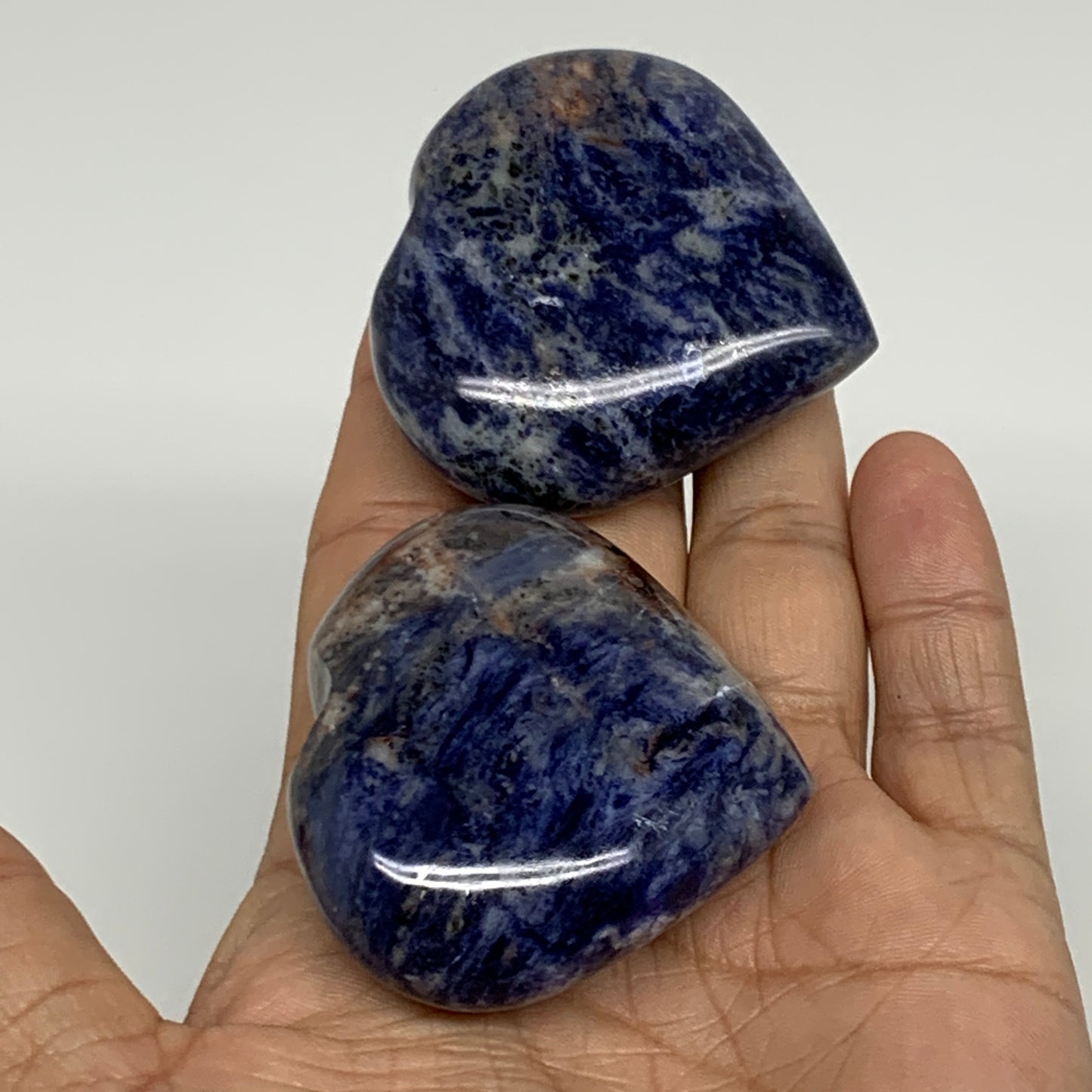148g, 1.9"-2, 2pcs, Natural Sodalite Heart Polished Gemstone, B34872