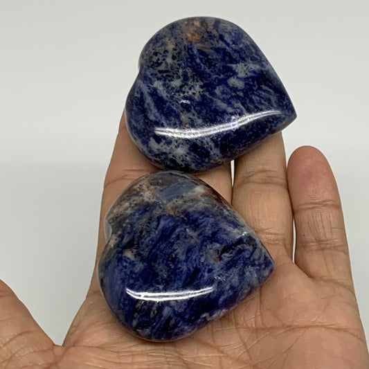148g, 1.9"-2, 2pcs, Natural Sodalite Heart Polished Gemstone, B34872