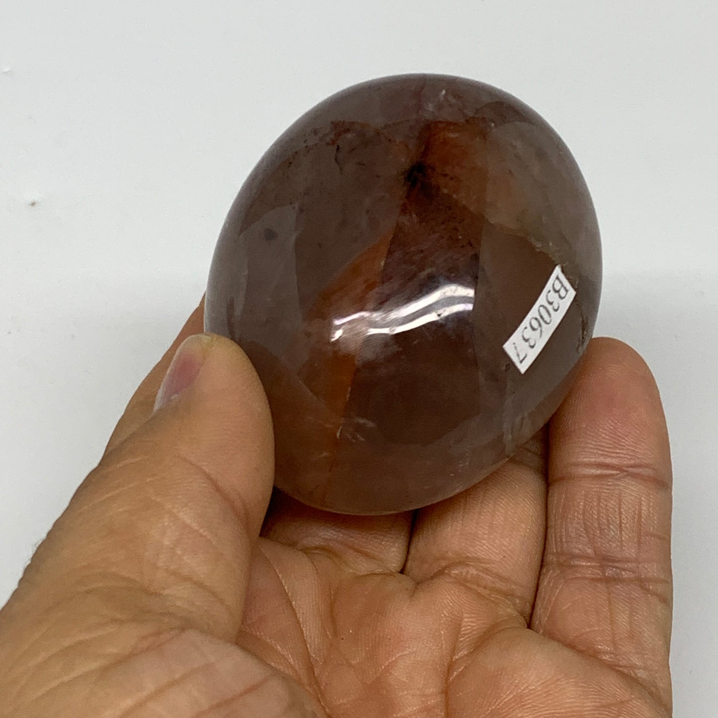 120.9g,2.2"x1.8"x1.3", Red Hematoid Fire Quartz Palm-Stone Crystal Polished, B30