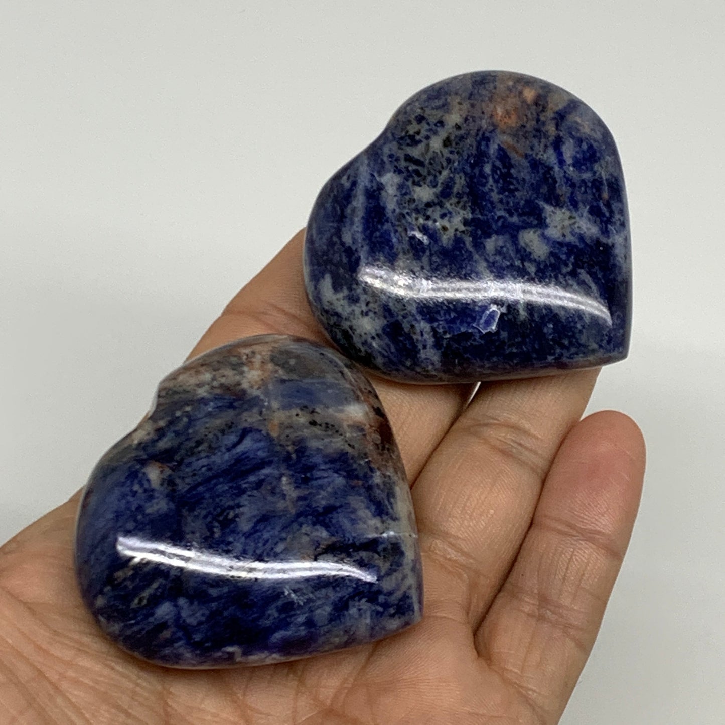 148g, 1.9"-2, 2pcs, Natural Sodalite Heart Polished Gemstone, B34872
