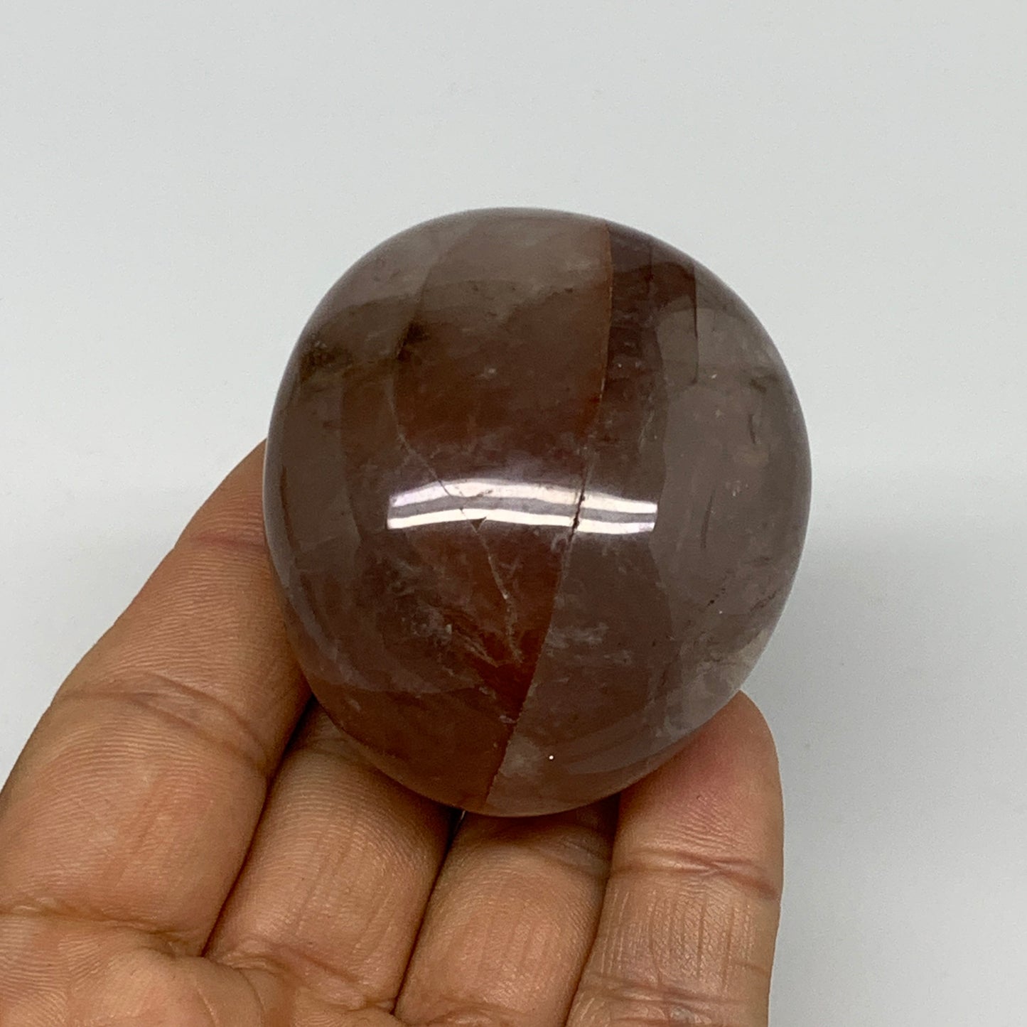 120.9g,2.2"x1.8"x1.3", Red Hematoid Fire Quartz Palm-Stone Crystal Polished, B30