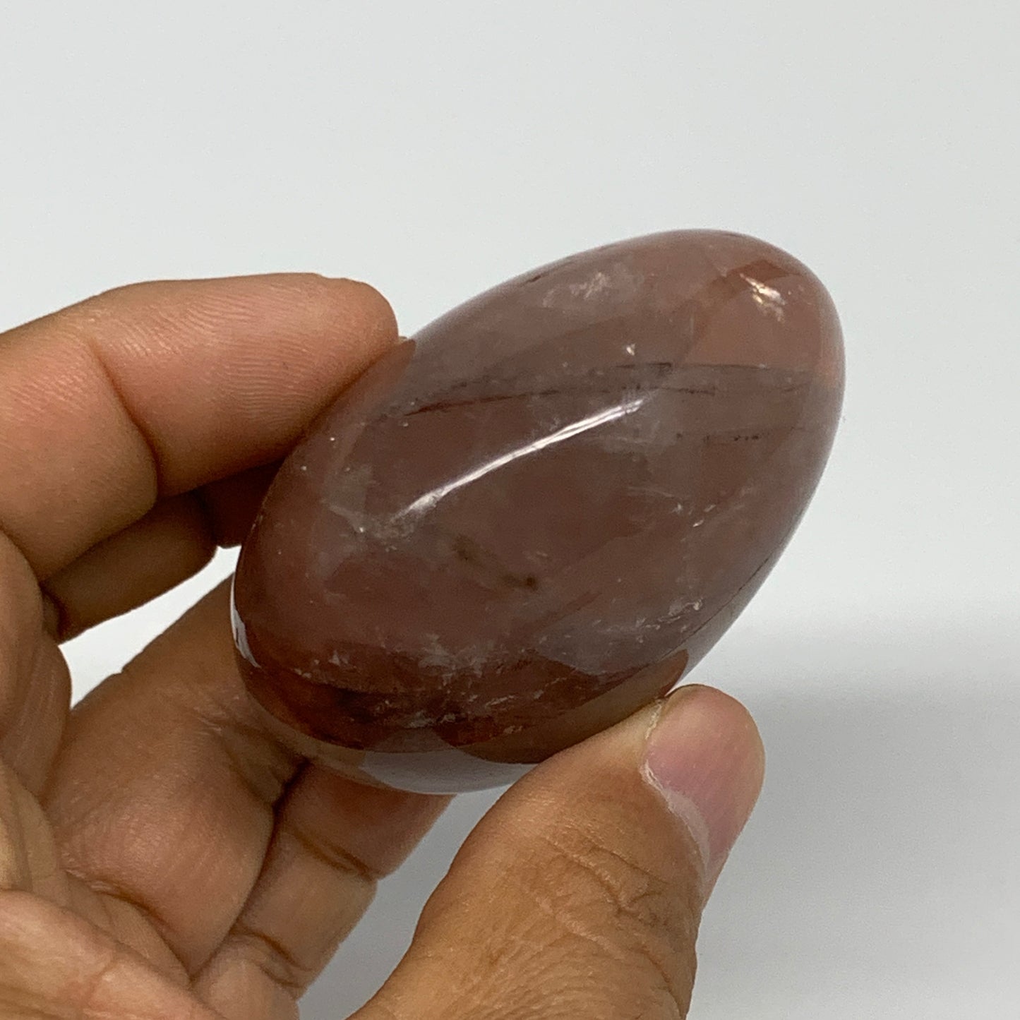 120.9g,2.2"x1.8"x1.3", Red Hematoid Fire Quartz Palm-Stone Crystal Polished, B30