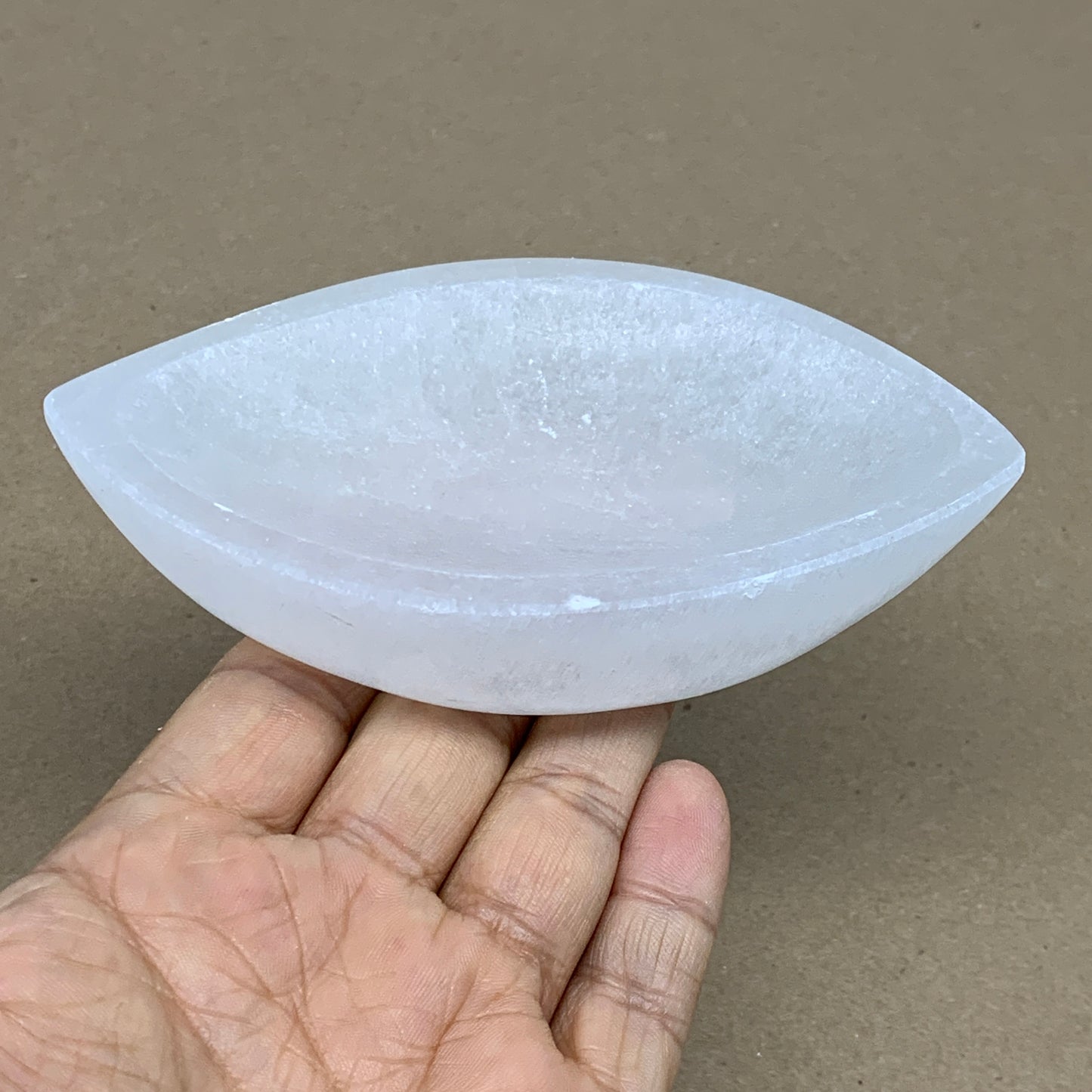 216g, 4.6"x2.6"x1.1", Natural Eye Shape Selenite Bowl Crystals, B36175