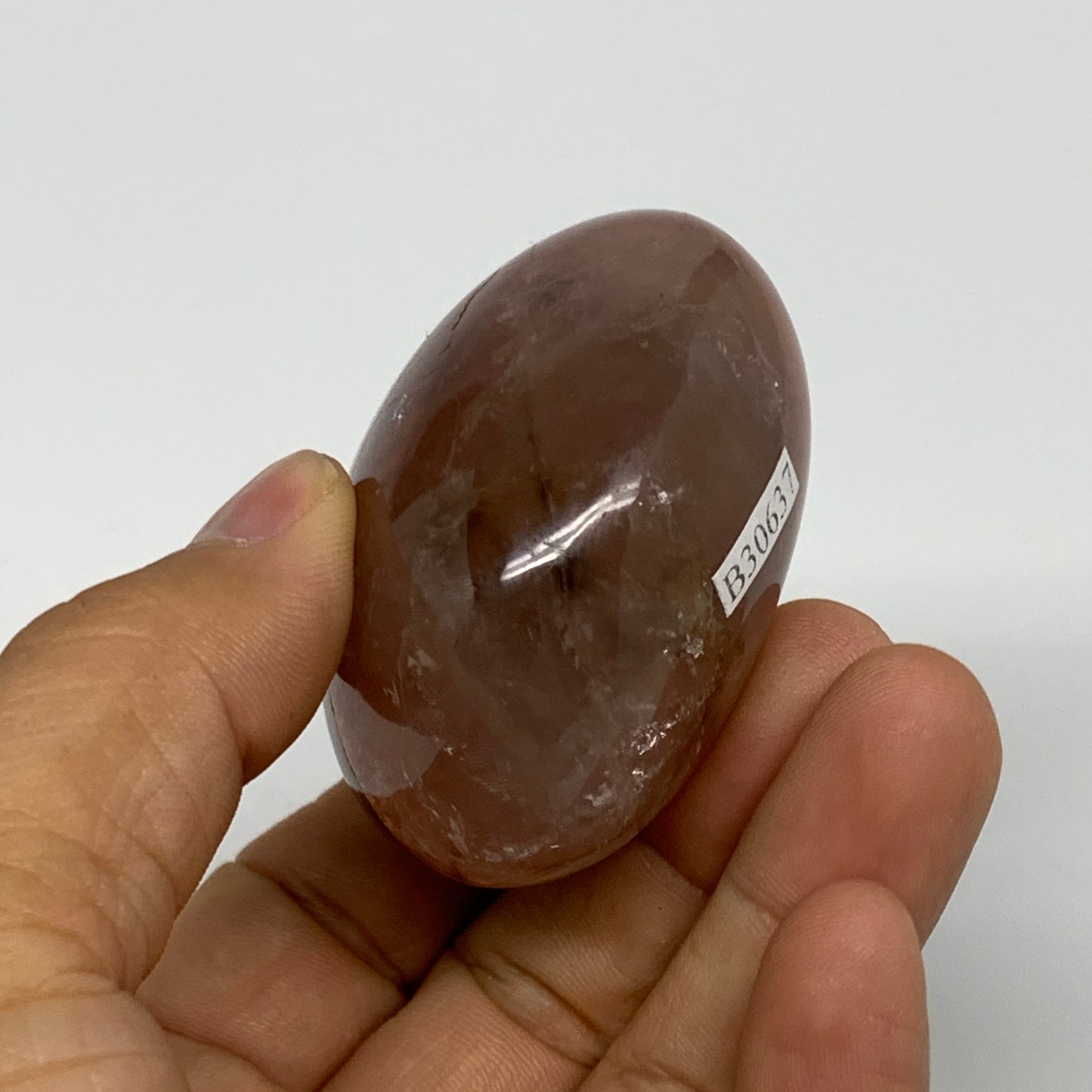 120.9g,2.2"x1.8"x1.3", Red Hematoid Fire Quartz Palm-Stone Crystal Polished, B30