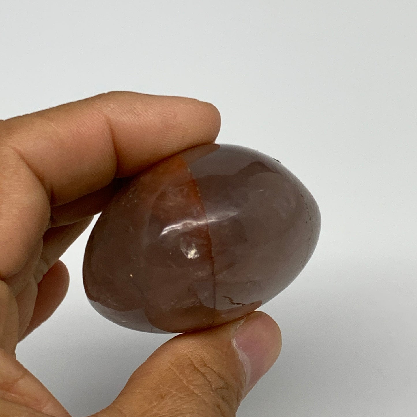 120.9g,2.2"x1.8"x1.3", Red Hematoid Fire Quartz Palm-Stone Crystal Polished, B30