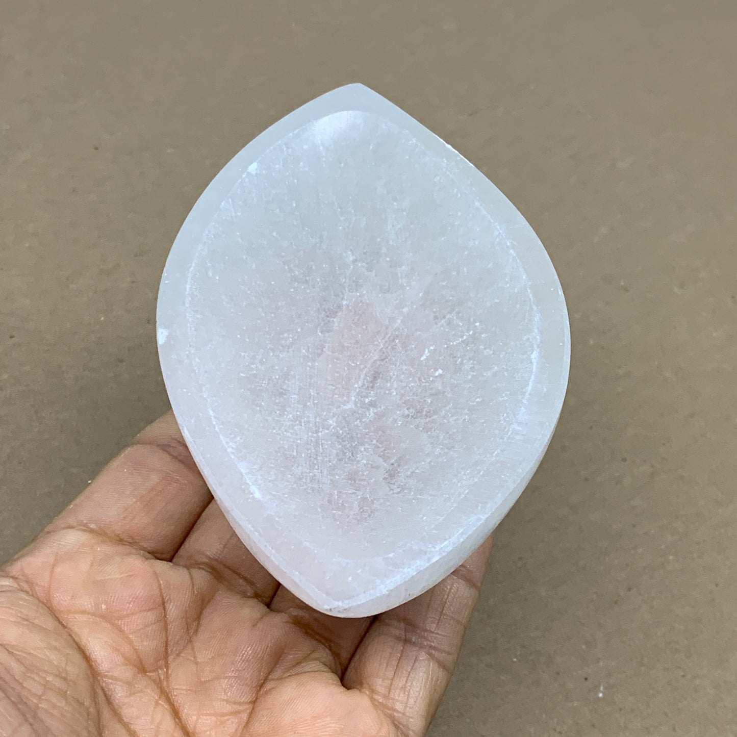216g, 4.6"x2.6"x1.1", Natural Eye Shape Selenite Bowl Crystals, B36175