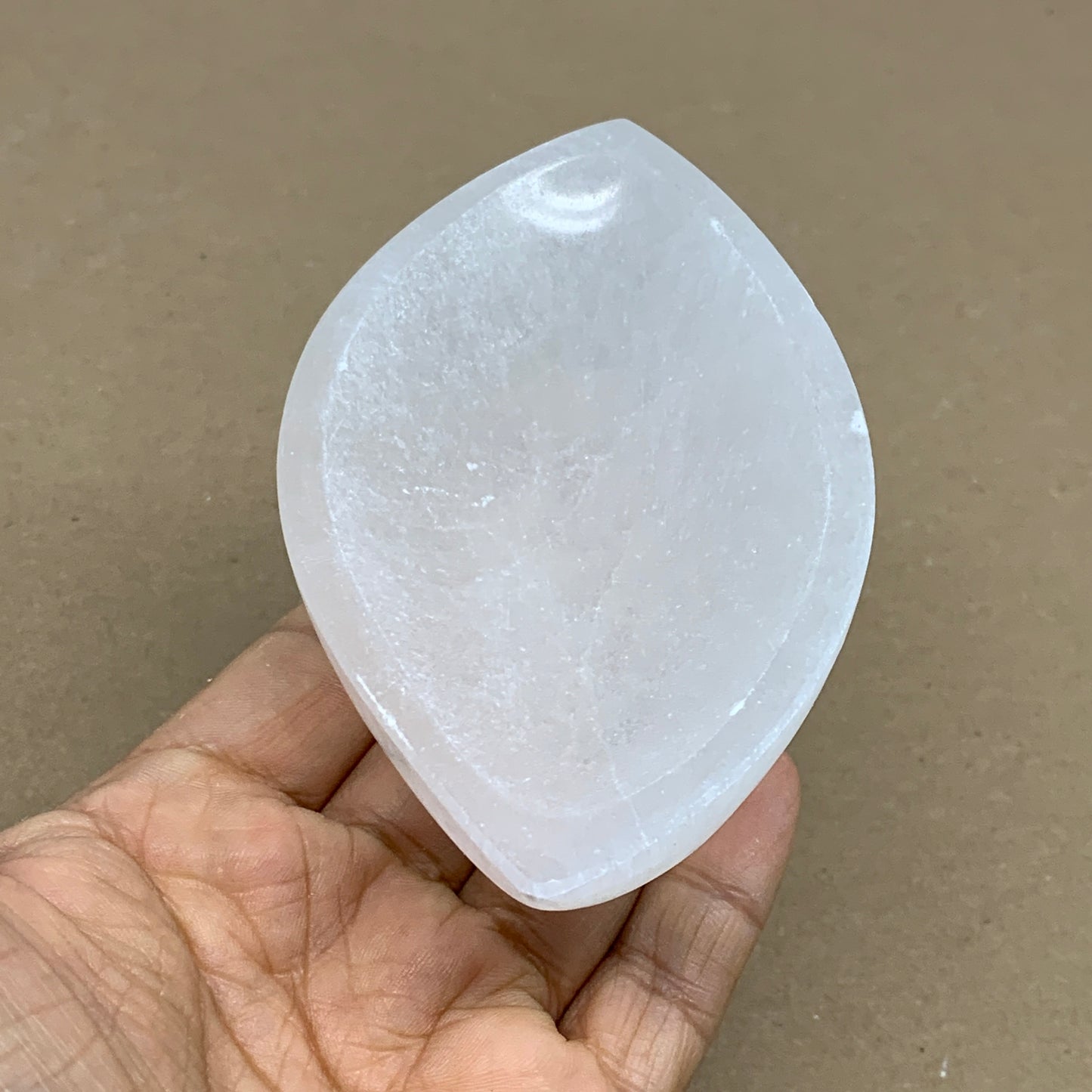 216g, 4.6"x2.6"x1.1", Natural Eye Shape Selenite Bowl Crystals, B36175