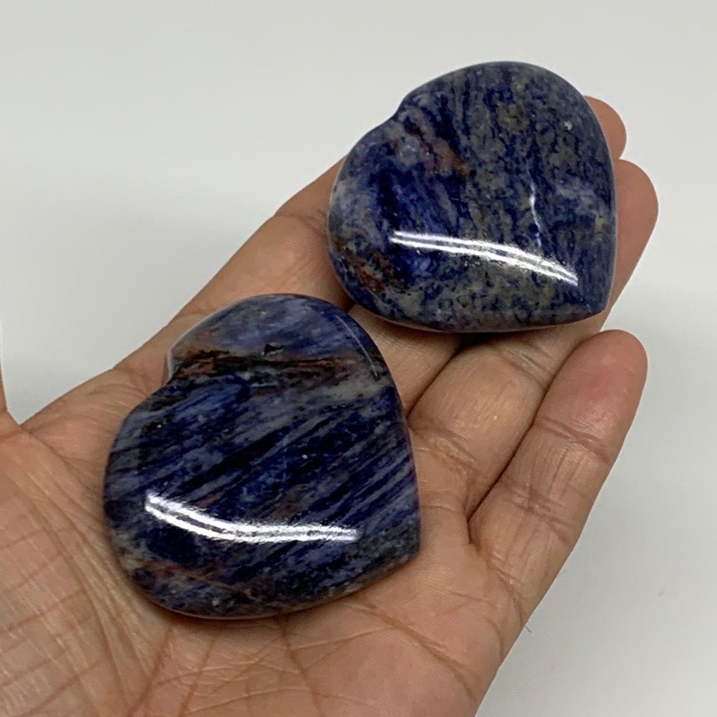 132.4g, 1.9"-1.9", 2pcs, Natural Sodalite Heart Polished Gemstone, B34873