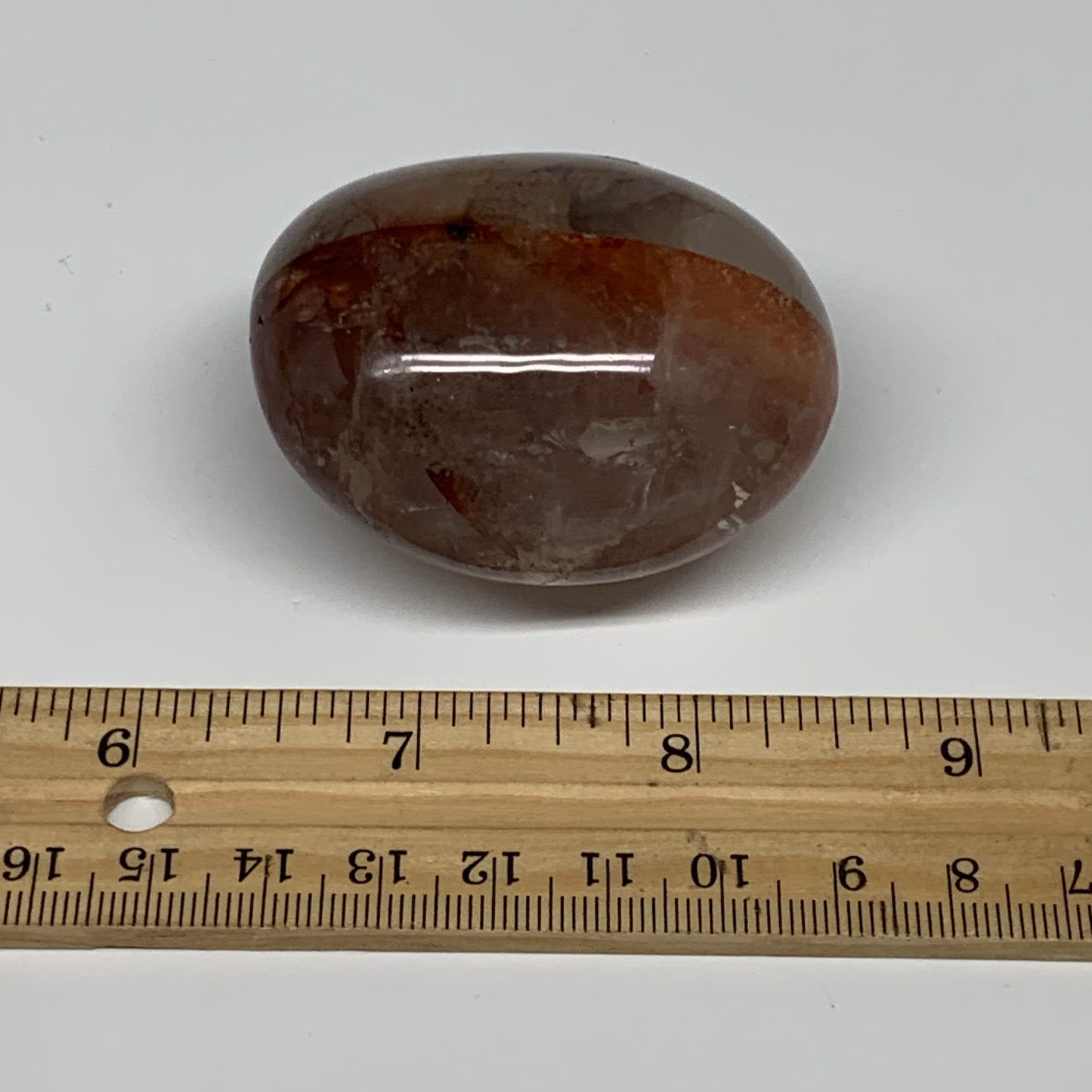 120.9g,2.2"x1.8"x1.3", Red Hematoid Fire Quartz Palm-Stone Crystal Polished, B30