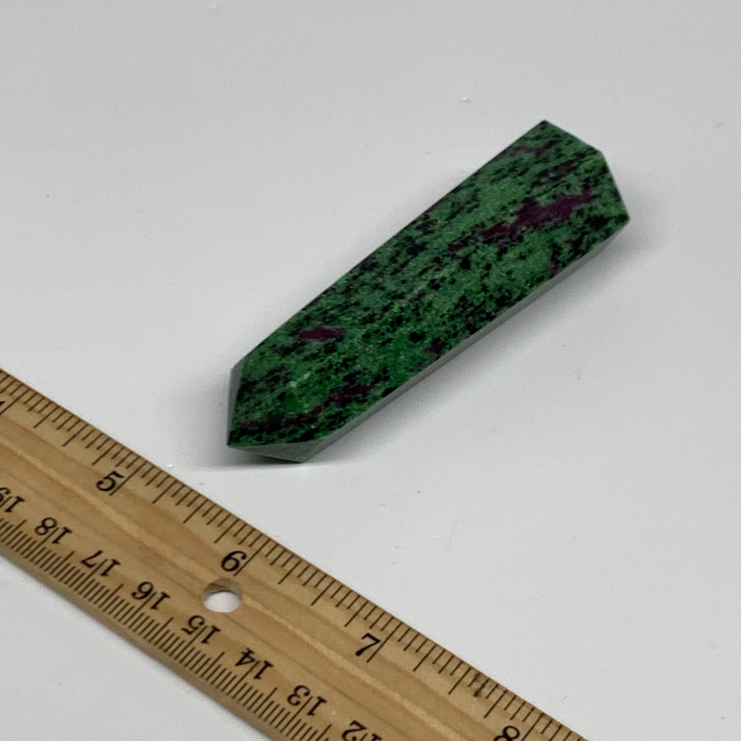 100.1g, 3.2"x0.9", Natural Ruby Zoisite Tower Point Obelisk @India, B31477