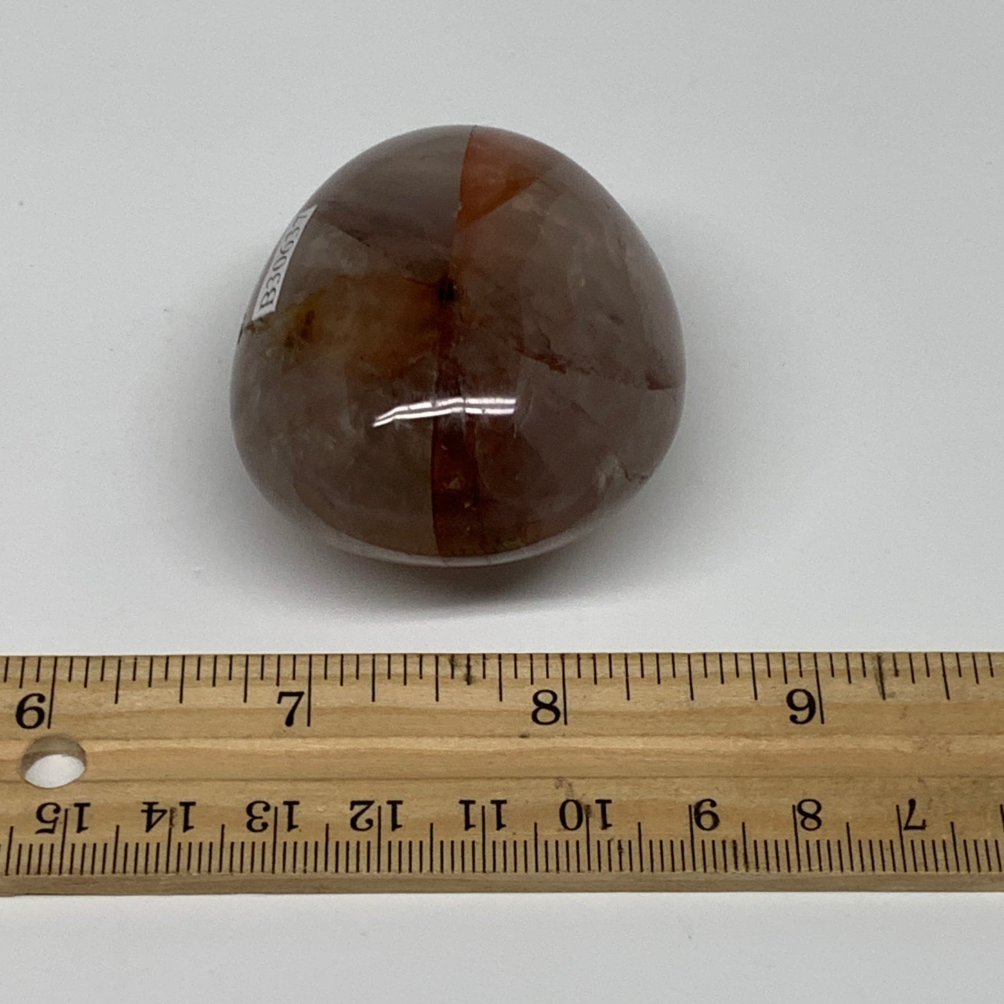 120.9g,2.2"x1.8"x1.3", Red Hematoid Fire Quartz Palm-Stone Crystal Polished, B30