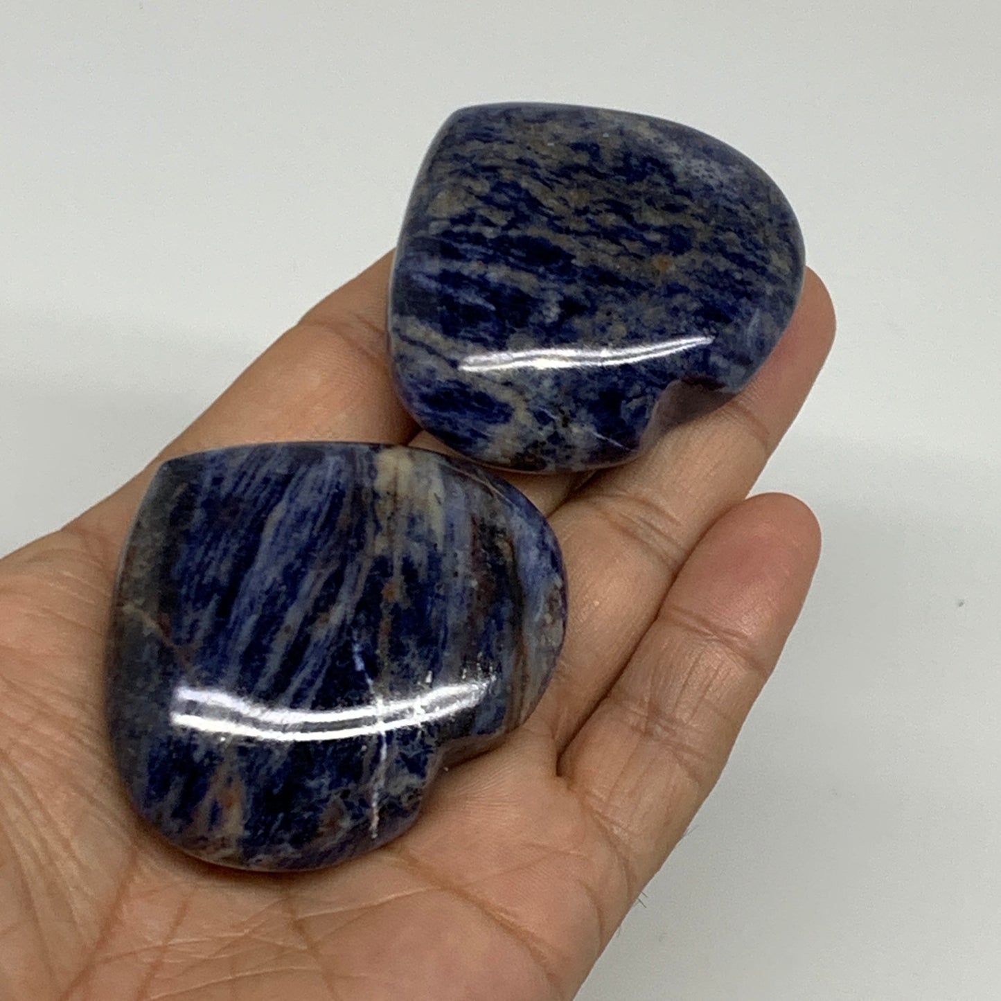 132.4g, 1.9"-1.9", 2pcs, Natural Sodalite Heart Polished Gemstone, B34873