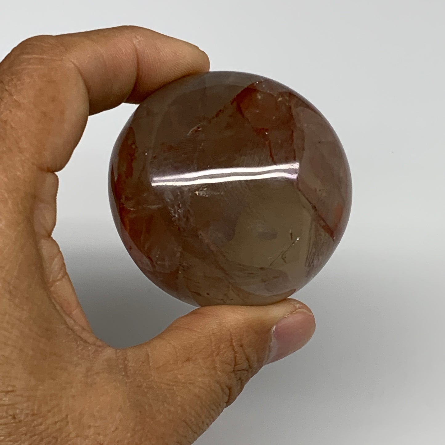 133.8g,2"x2"x1.2", Red Hematoid Fire Quartz Palm-Stone Crystal Polished, B30636