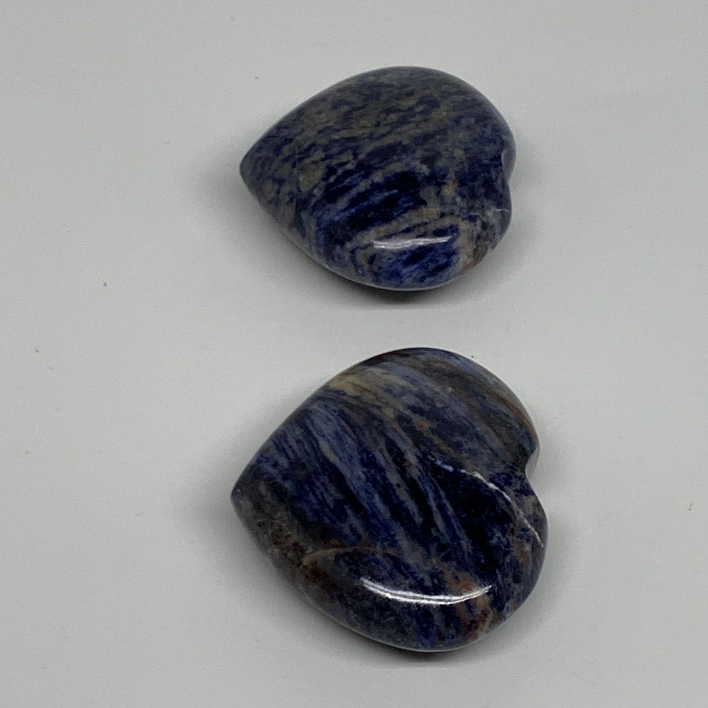 132.4g, 1.9"-1.9", 2pcs, Natural Sodalite Heart Polished Gemstone, B34873