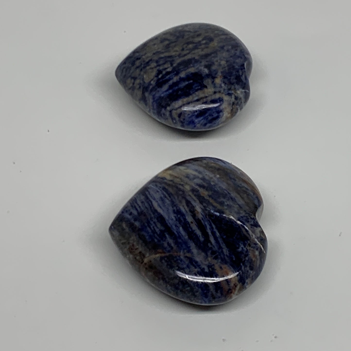 132.4g, 1.9"-1.9", 2pcs, Natural Sodalite Heart Polished Gemstone, B34873