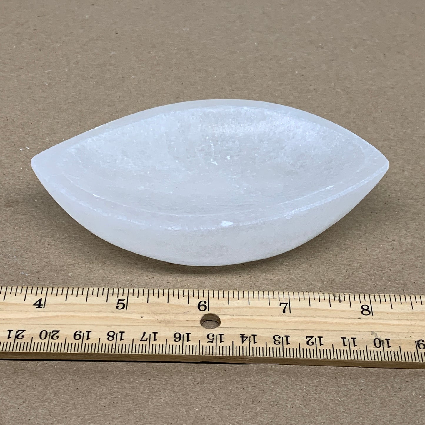 216g, 4.6"x2.6"x1.1", Natural Eye Shape Selenite Bowl Crystals, B36175