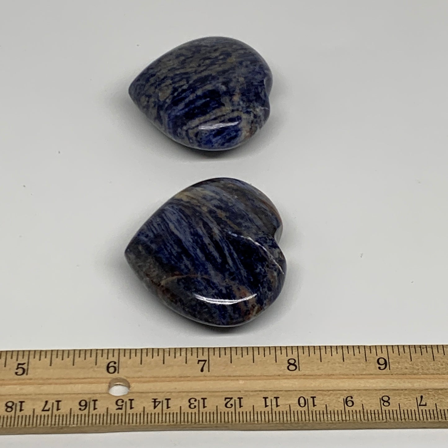 132.4g, 1.9"-1.9", 2pcs, Natural Sodalite Heart Polished Gemstone, B34873