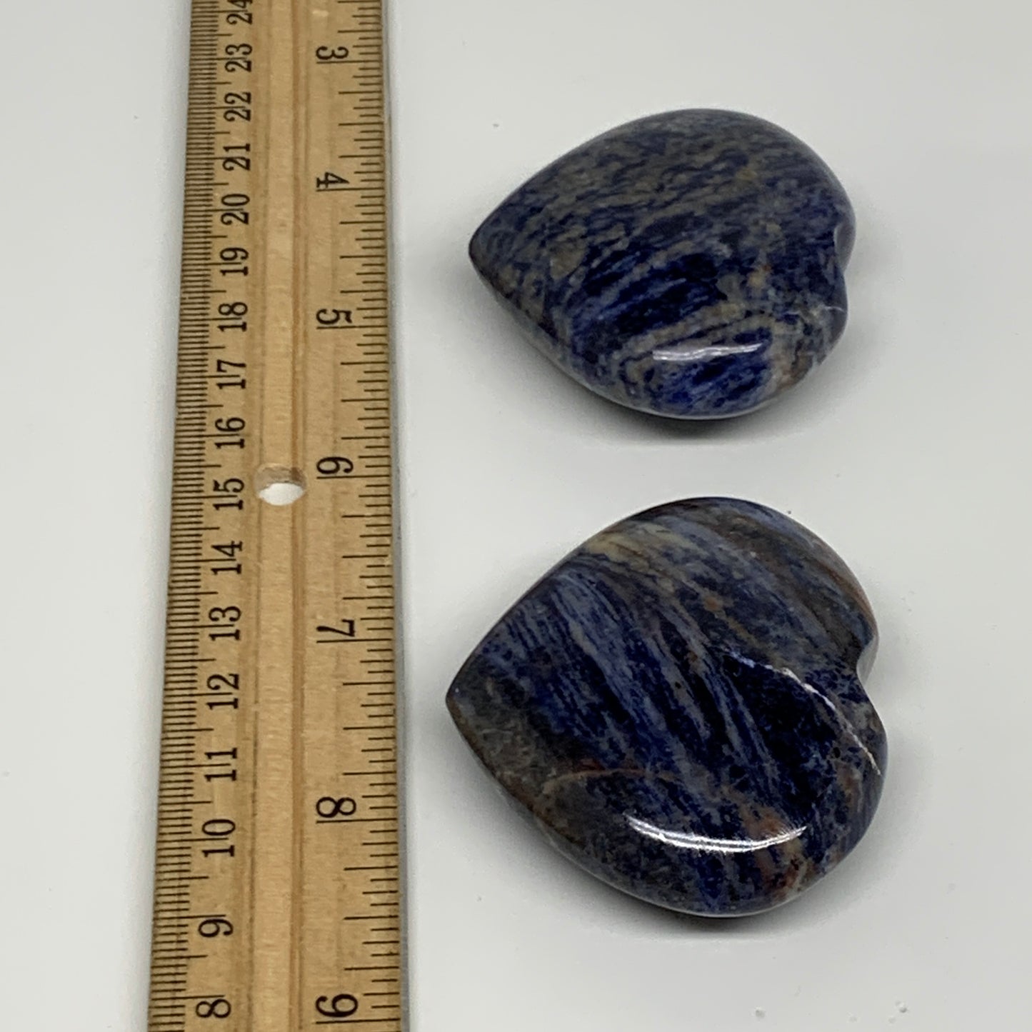 132.4g, 1.9"-1.9", 2pcs, Natural Sodalite Heart Polished Gemstone, B34873