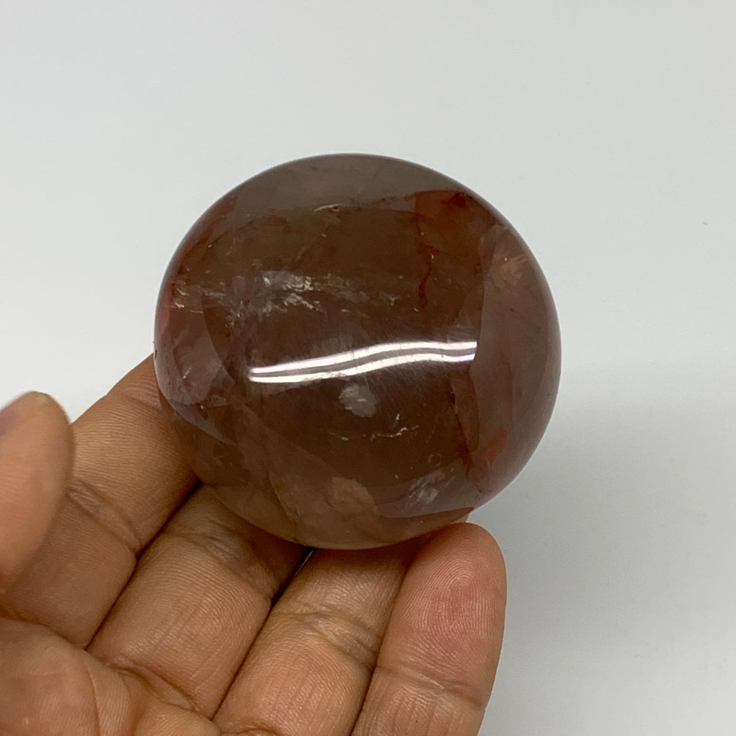 133.8g,2"x2"x1.2", Red Hematoid Fire Quartz Palm-Stone Crystal Polished, B30636