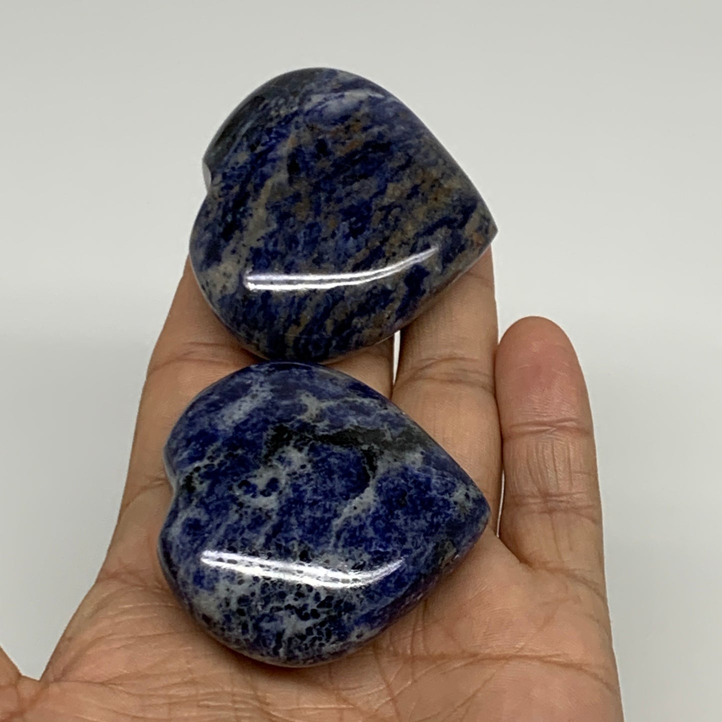 139.9g, 1.9"-1.9", 2pcs, Natural Sodalite Heart Polished Gemstone, B34874