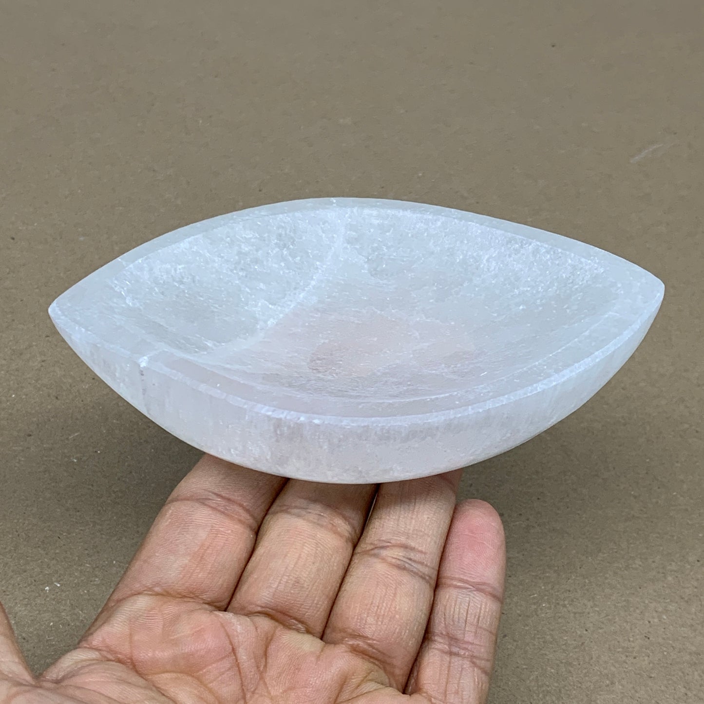 227g, 4.7"x2.7"x1.1", Natural Eye Shape Selenite Bowl Crystals, B36176
