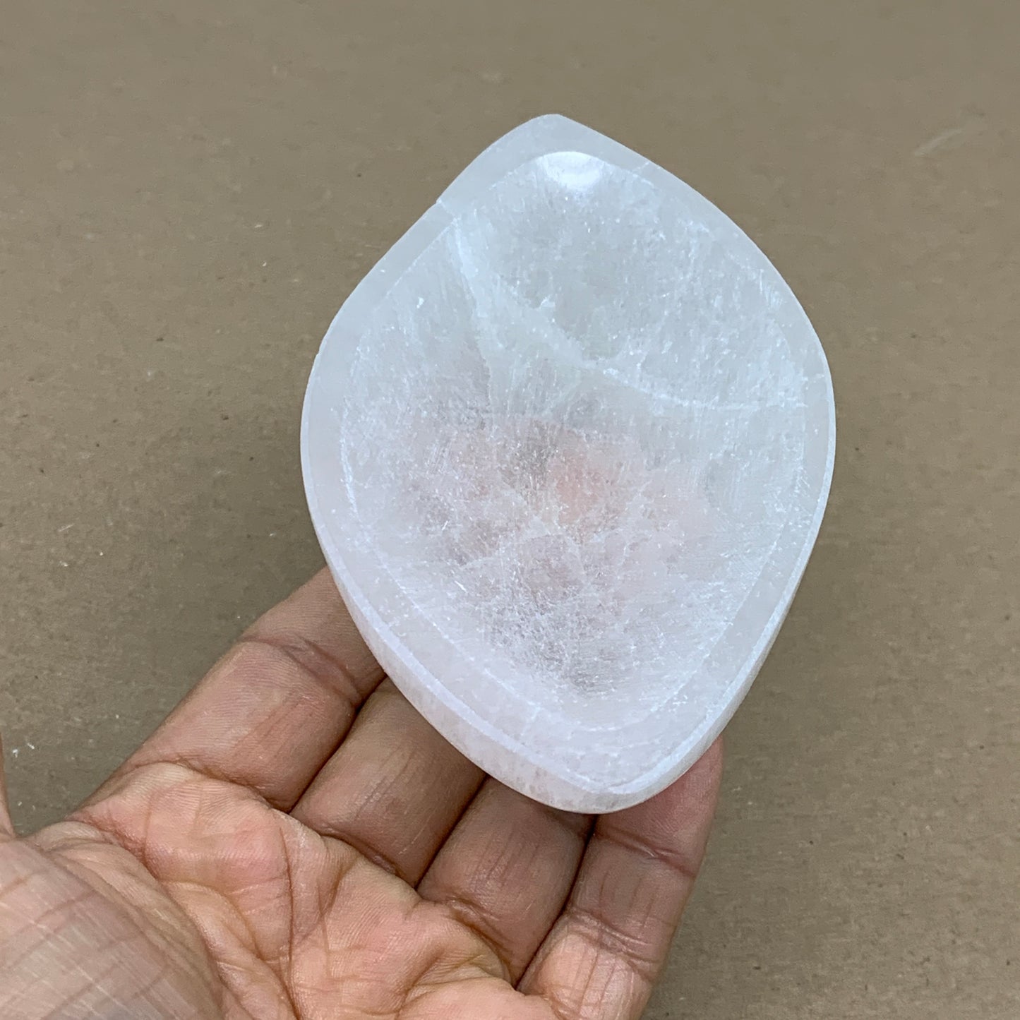 227g, 4.7"x2.7"x1.1", Natural Eye Shape Selenite Bowl Crystals, B36176