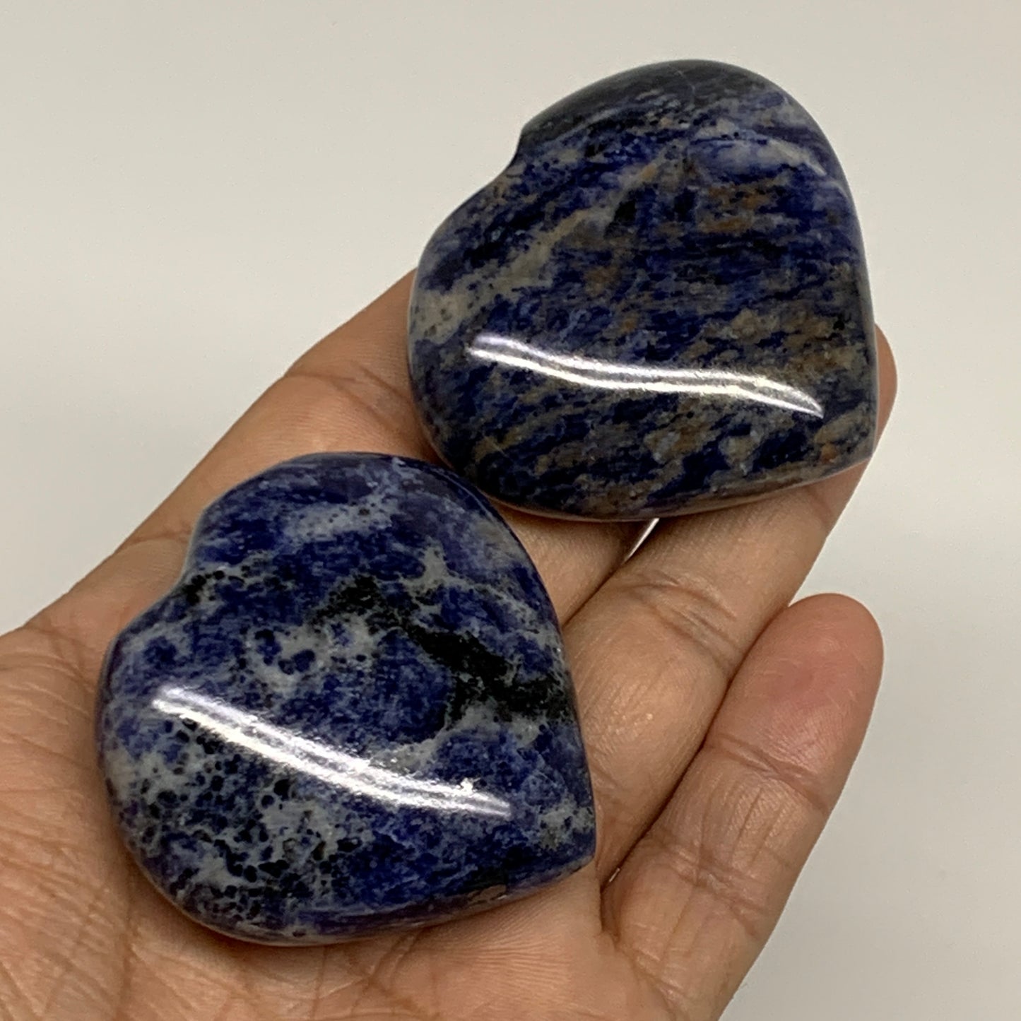 139.9g, 1.9"-1.9", 2pcs, Natural Sodalite Heart Polished Gemstone, B34874