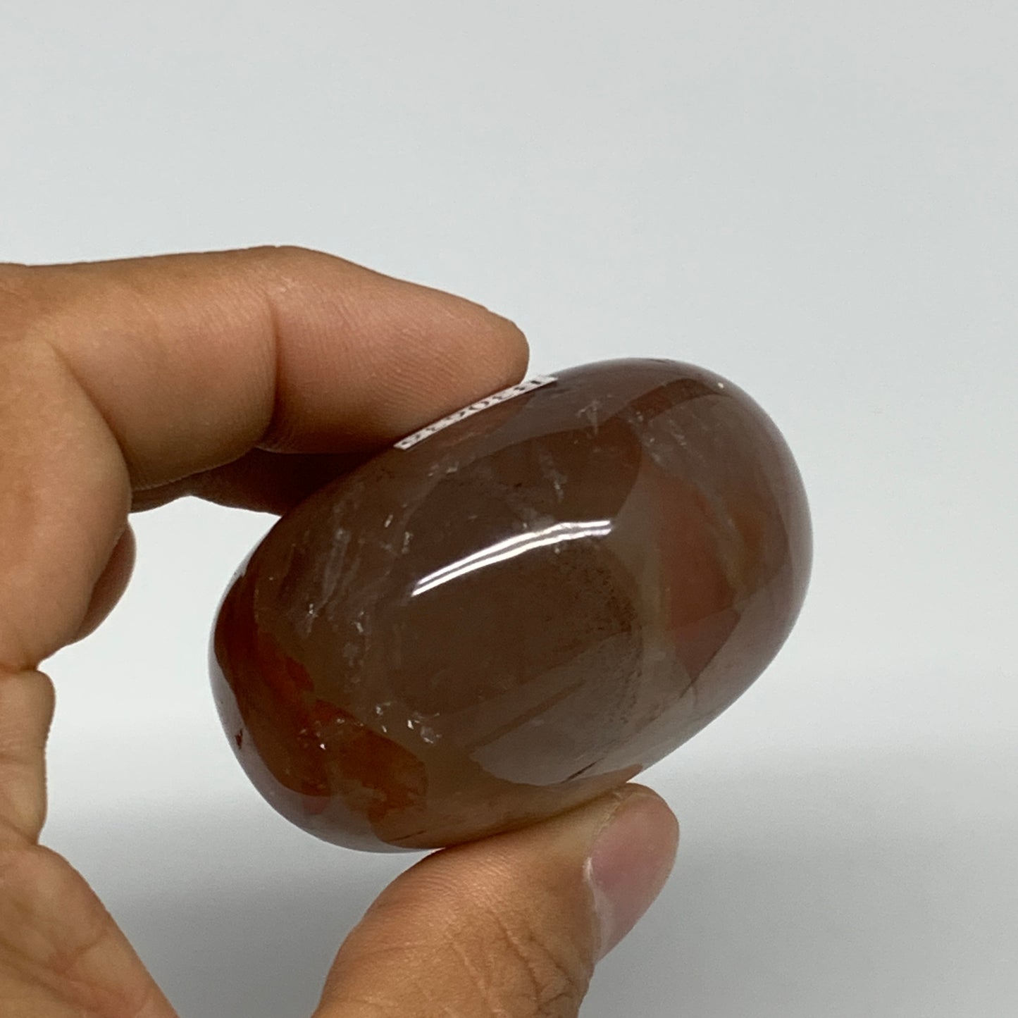 133.8g,2"x2"x1.2", Red Hematoid Fire Quartz Palm-Stone Crystal Polished, B30636