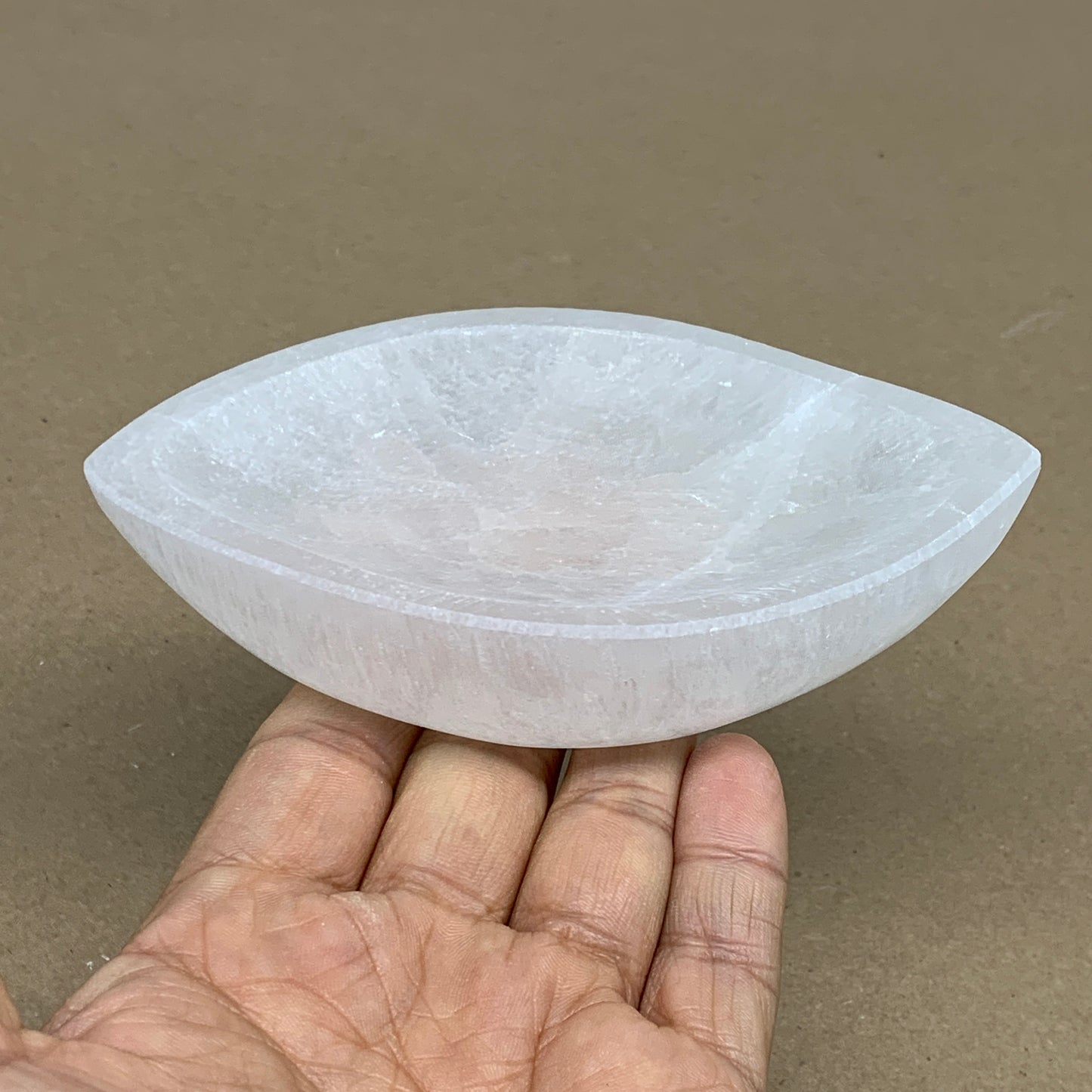 227g, 4.7"x2.7"x1.1", Natural Eye Shape Selenite Bowl Crystals, B36176