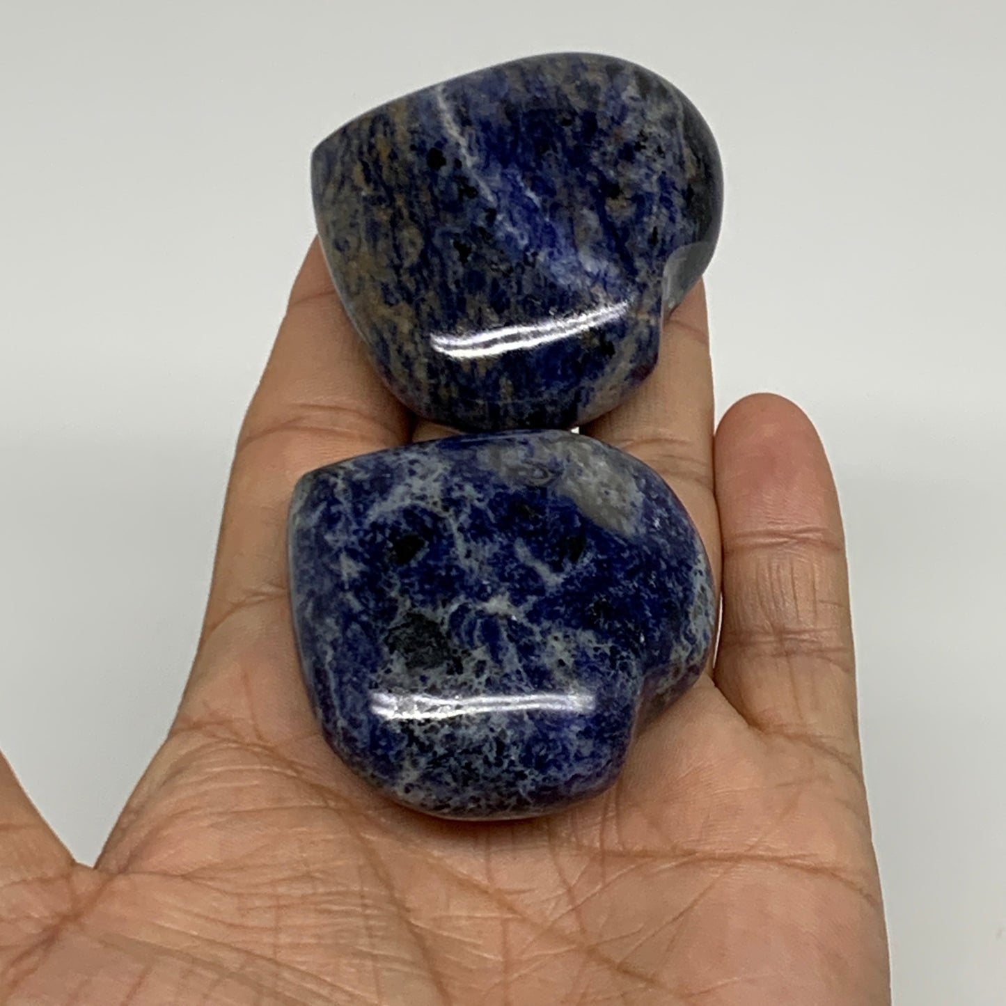 139.9g, 1.9"-1.9", 2pcs, Natural Sodalite Heart Polished Gemstone, B34874