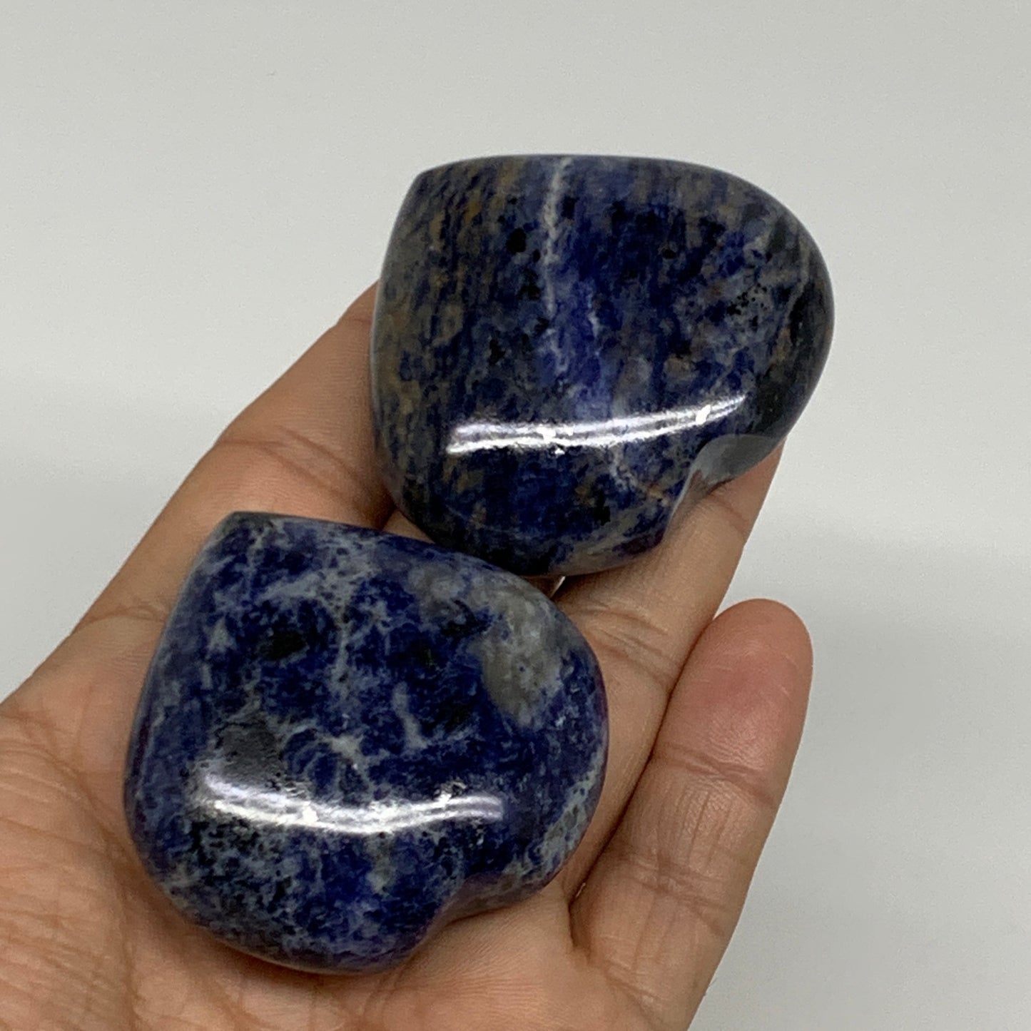 139.9g, 1.9"-1.9", 2pcs, Natural Sodalite Heart Polished Gemstone, B34874