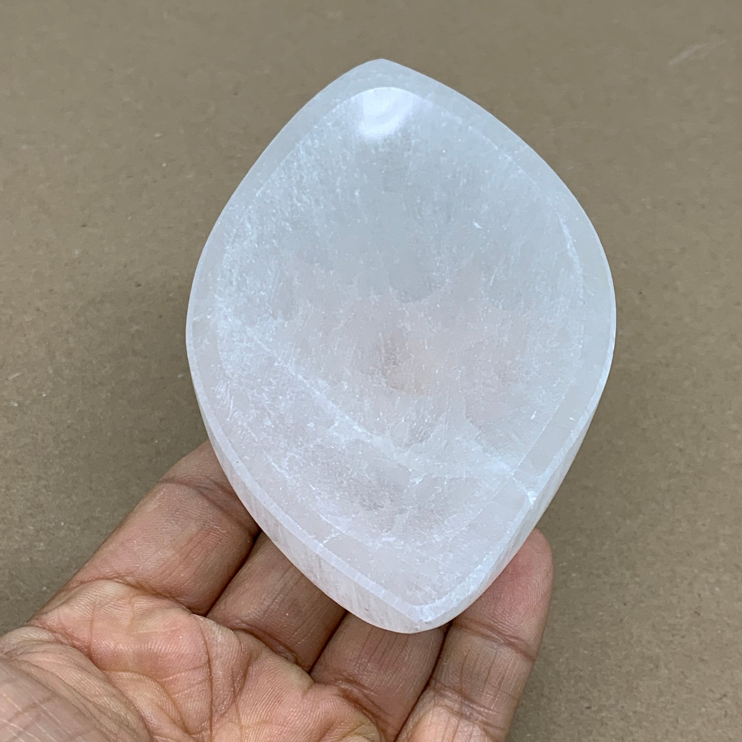227g, 4.7"x2.7"x1.1", Natural Eye Shape Selenite Bowl Crystals, B36176