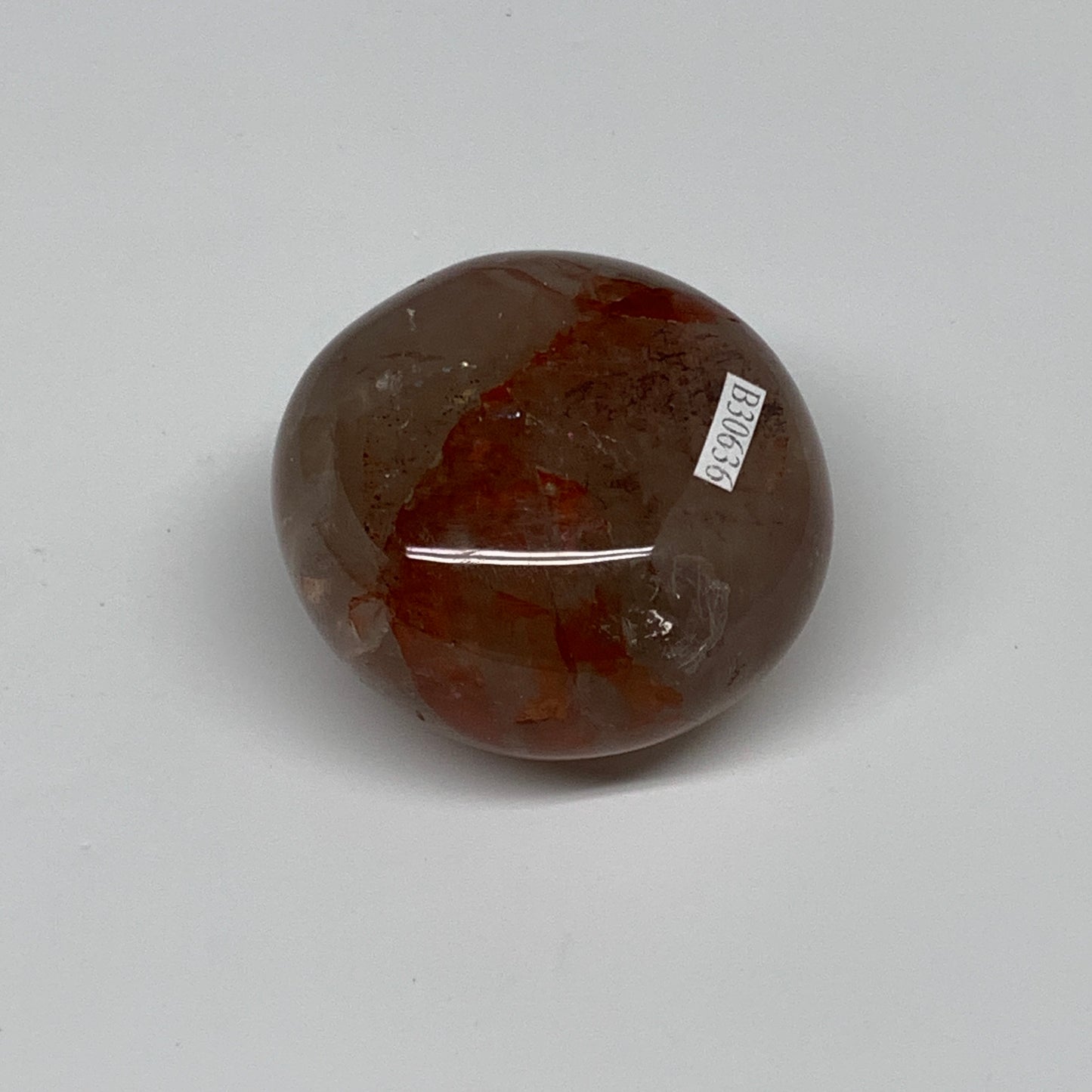 133.8g,2"x2"x1.2", Red Hematoid Fire Quartz Palm-Stone Crystal Polished, B30636