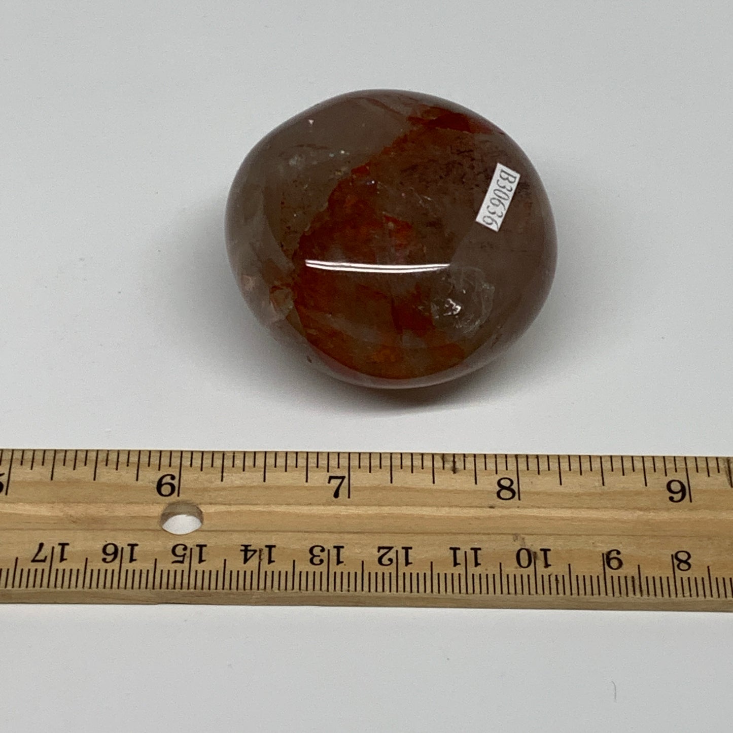133.8g,2"x2"x1.2", Red Hematoid Fire Quartz Palm-Stone Crystal Polished, B30636