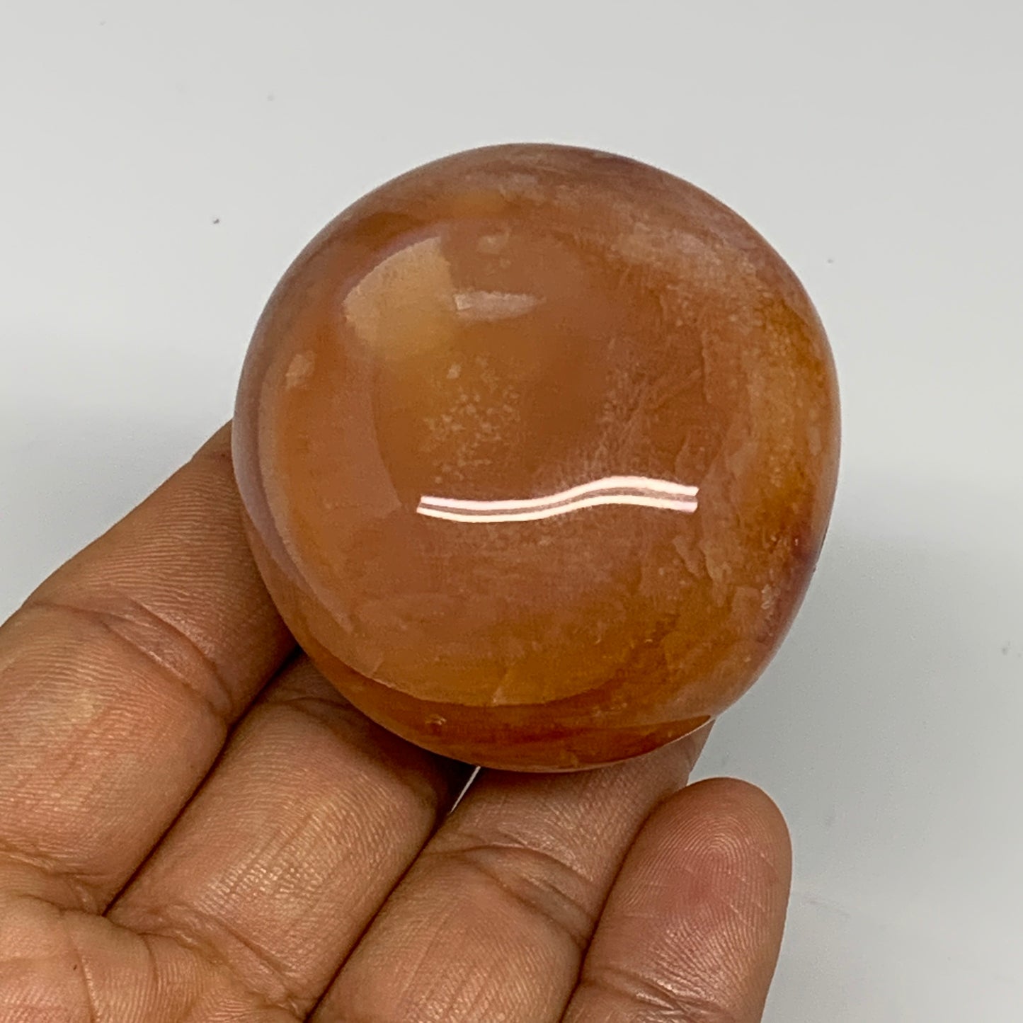 124g, 2.1"x1.9"x1.3", Red Carnelian Palm-Stone Gem Crystal Polished, B28402